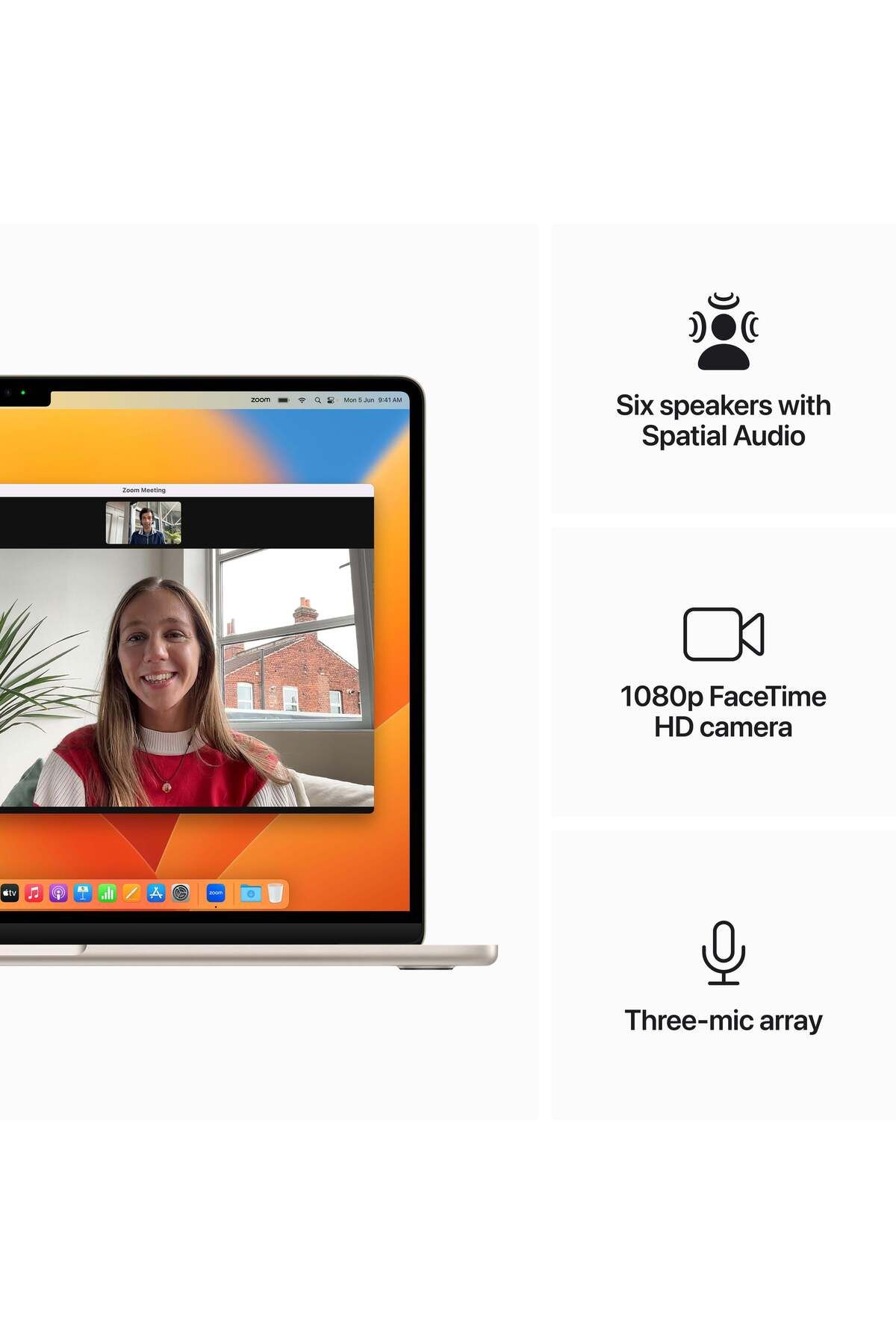 Apple-MacBook Air مقاس 15 بوصة: شريحة M2 مع وحدة معالجة مركزية 8_core ووحدة معالجة رسومية 10_core، وSSD سعة 512 جيجابايت - Starlight 6