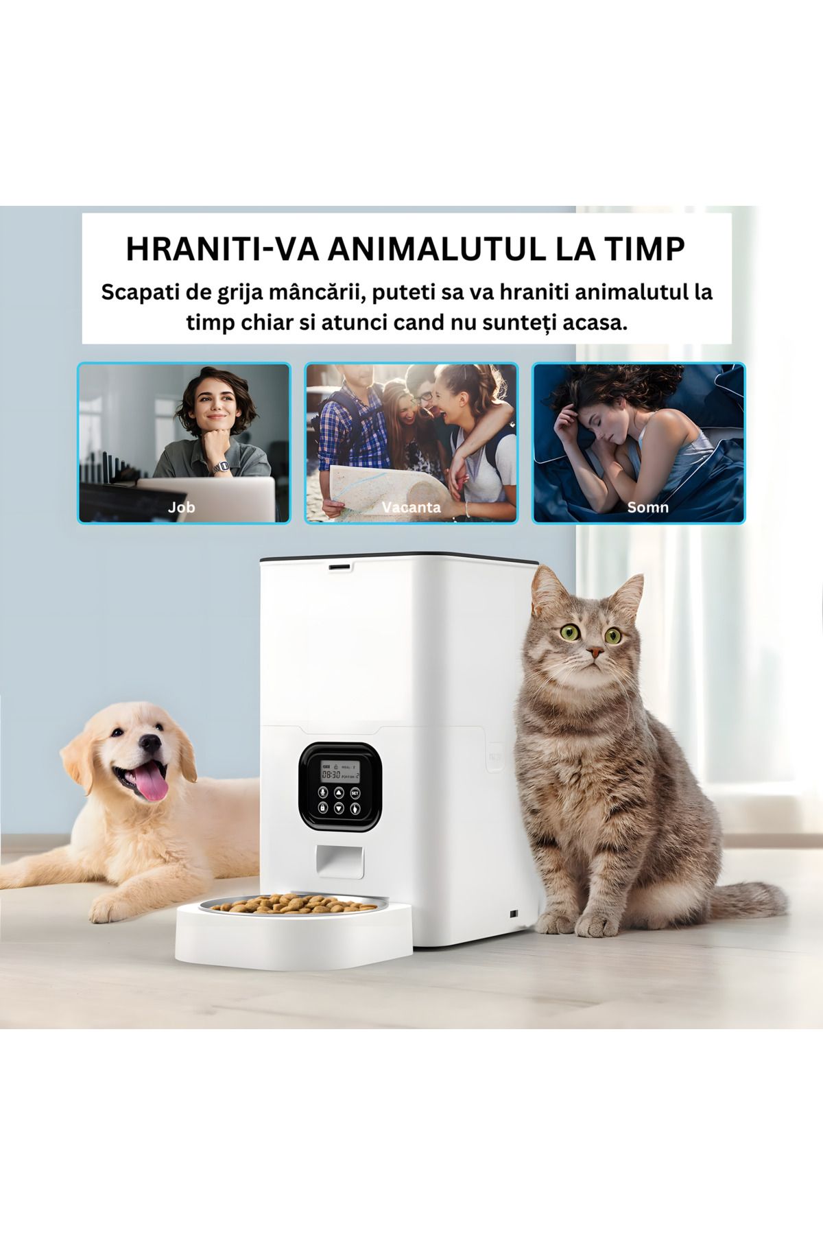 Infiniteea-Hrănitor automat pentru câini și pisici, 4L, Wifi, programabil 6