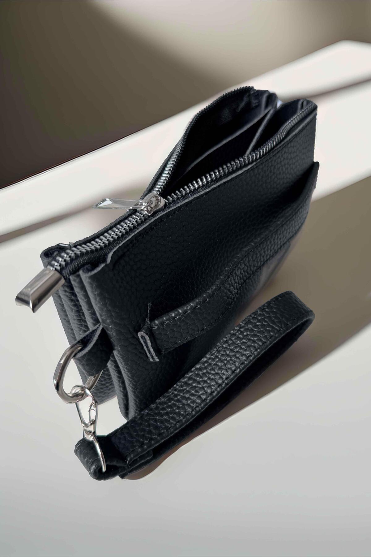 Valiberta  Saul Çift Kulplu 3 Bölmeli Deri Görünümlü Erkek El Çantası - Siyah - Görsel 4