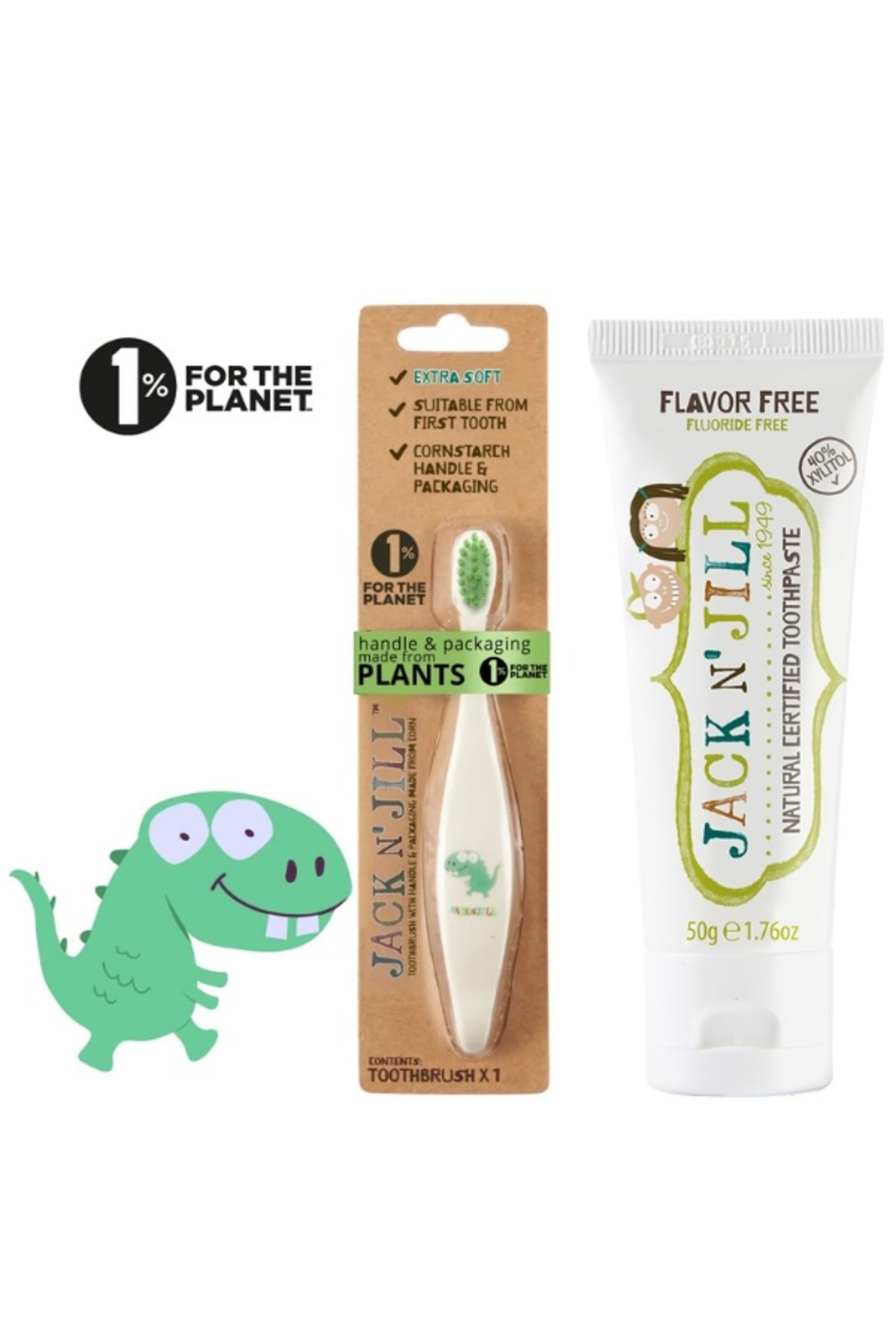 Jack N'Jill Jack N Jill Diş Fırçası Ve Diş Macunu Seti (DİNO FIRÇA AROMASIZ MACUN)