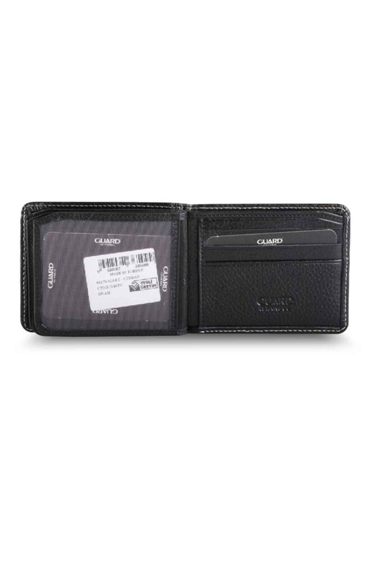 GUARD-Sewn Detailed Black Leather Men's Wallet Genuine Leather P811 8