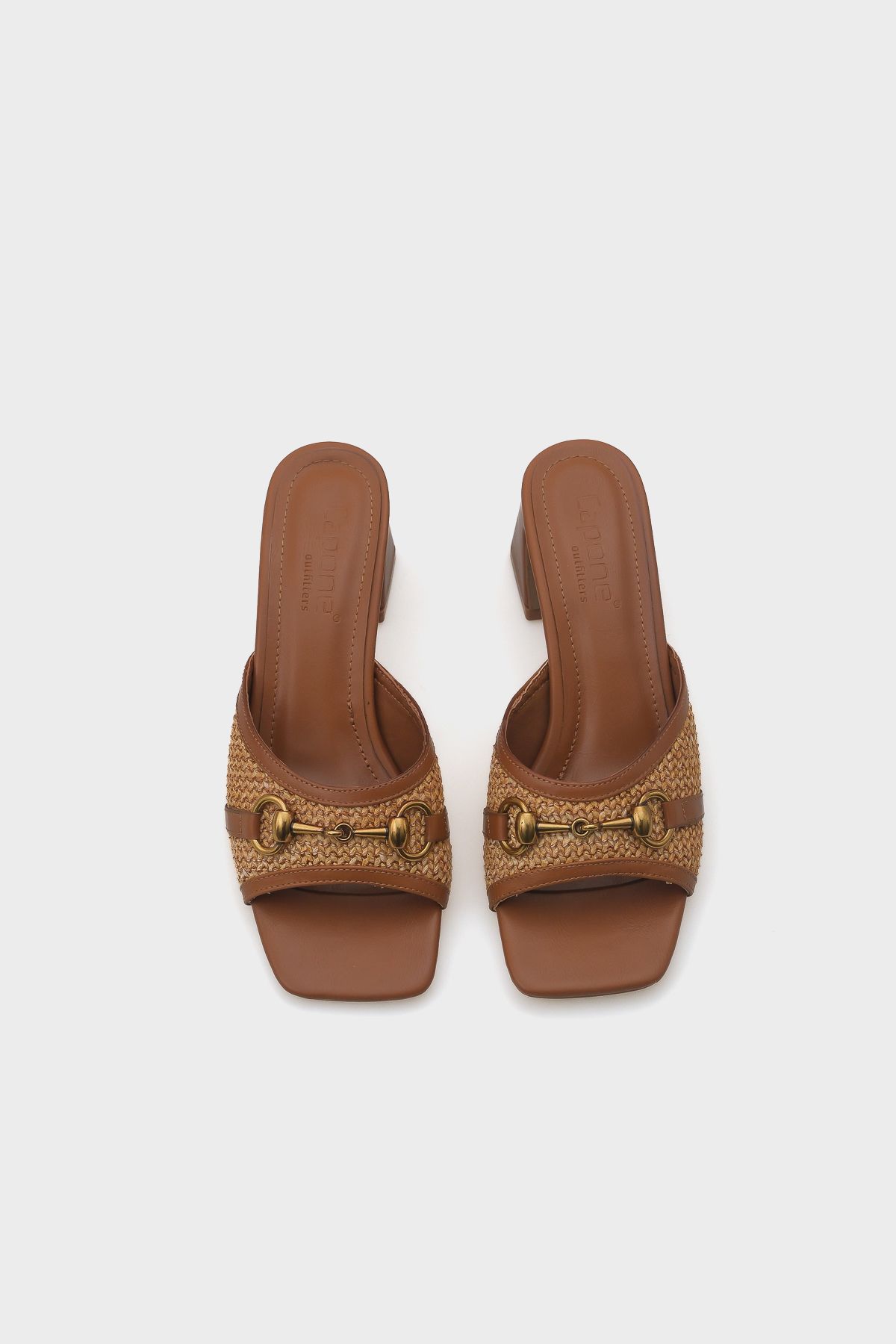 Capone Outfitters-Natalie Wicker Medium Heeled Wooden Buckle Women's Slippers 5