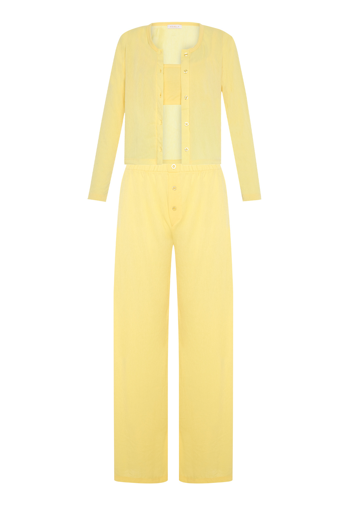 AQUELLA Betsy Sarı 3 lü Set Pijama Takımı