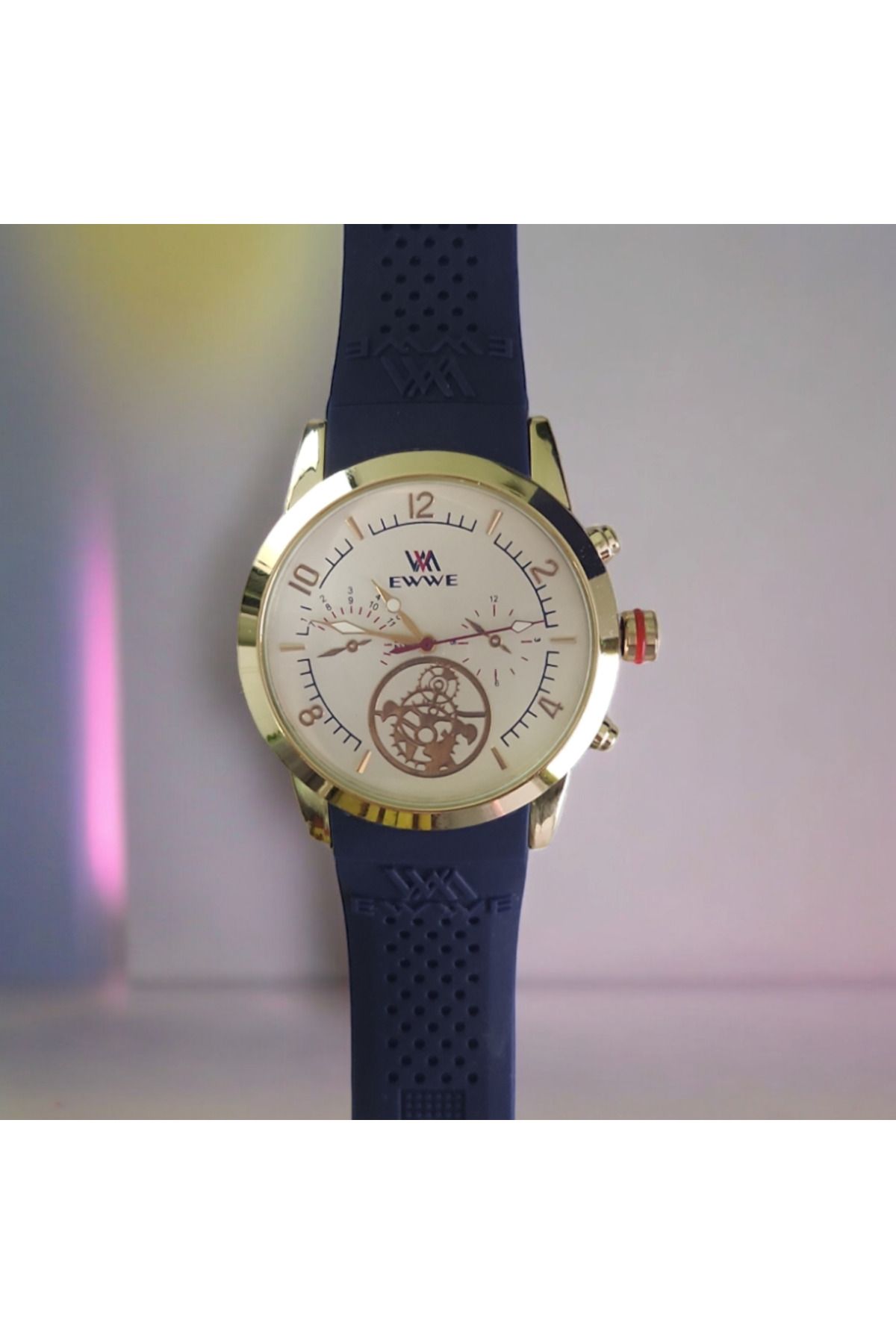 OEM-Men's casual watch with silicone strap, analog display, quartz movement 4