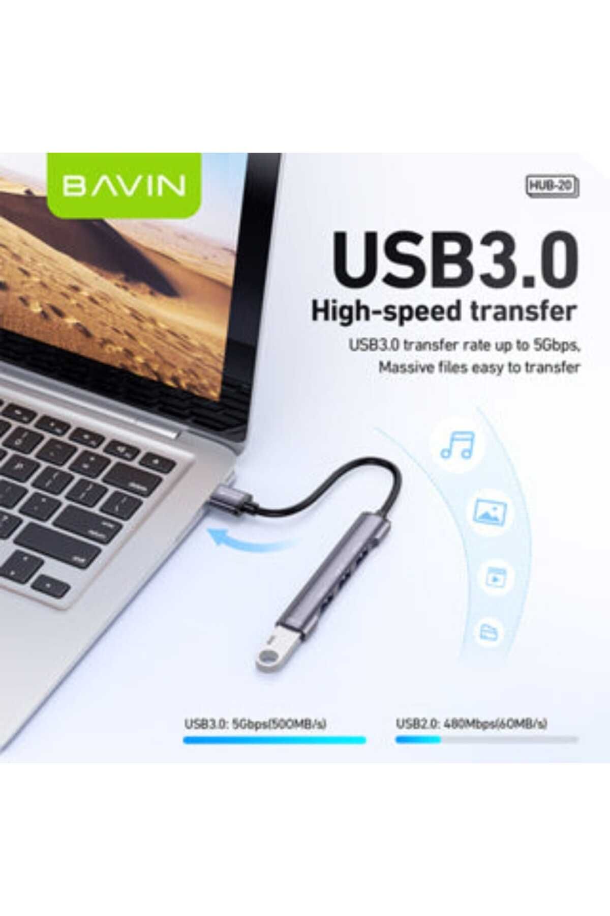 Bavin-موزع عالمي متعدد الوظائف 4 في 1 مزود بـ 4 منافذ USB يدعم أجهزة الكمبيوتر المحمولة والكمبيوتر 5