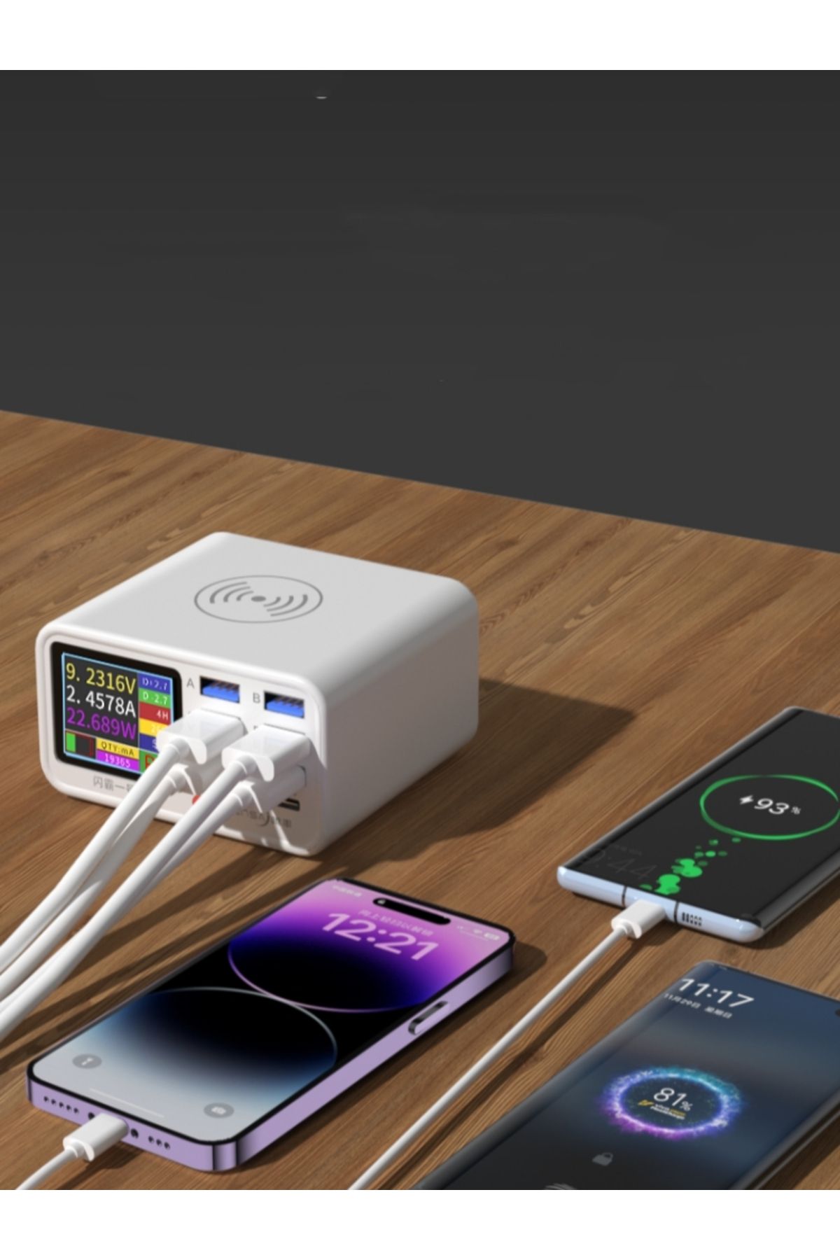 Choice-EU Plug Multi functional 8-port USB Wireless Fast Charging Station Visual Current Detection Charger 8