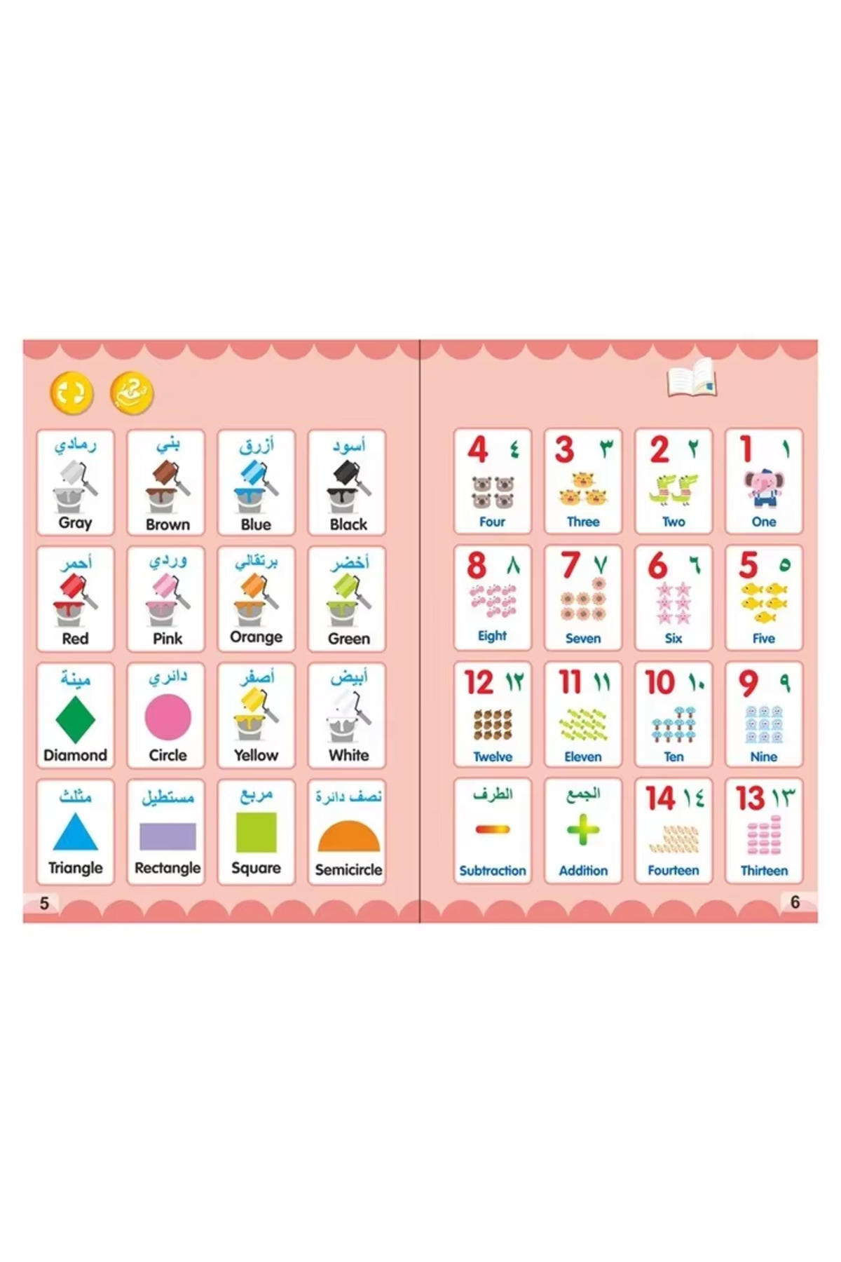 Choice-آلات قراءة الكتب الإلكترونية للأطفال باللون الأصفر مع حروف أبجدية إنجليزية وعربية متعددة الوظائف للأطفال إيرل 6