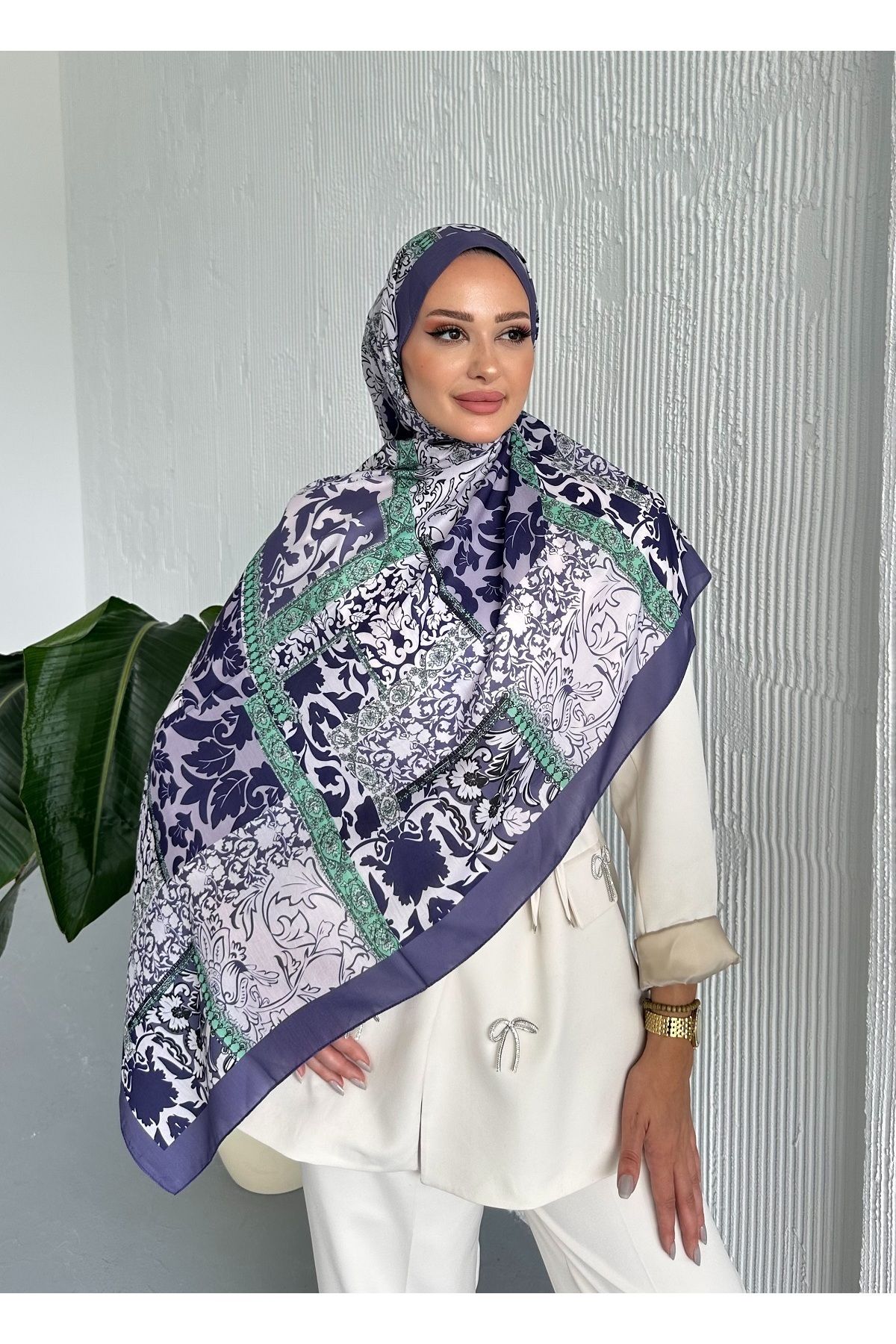 Stella Eşarp-Patch Ethnic Patterned Colorful Soft Cotton Shawl 1