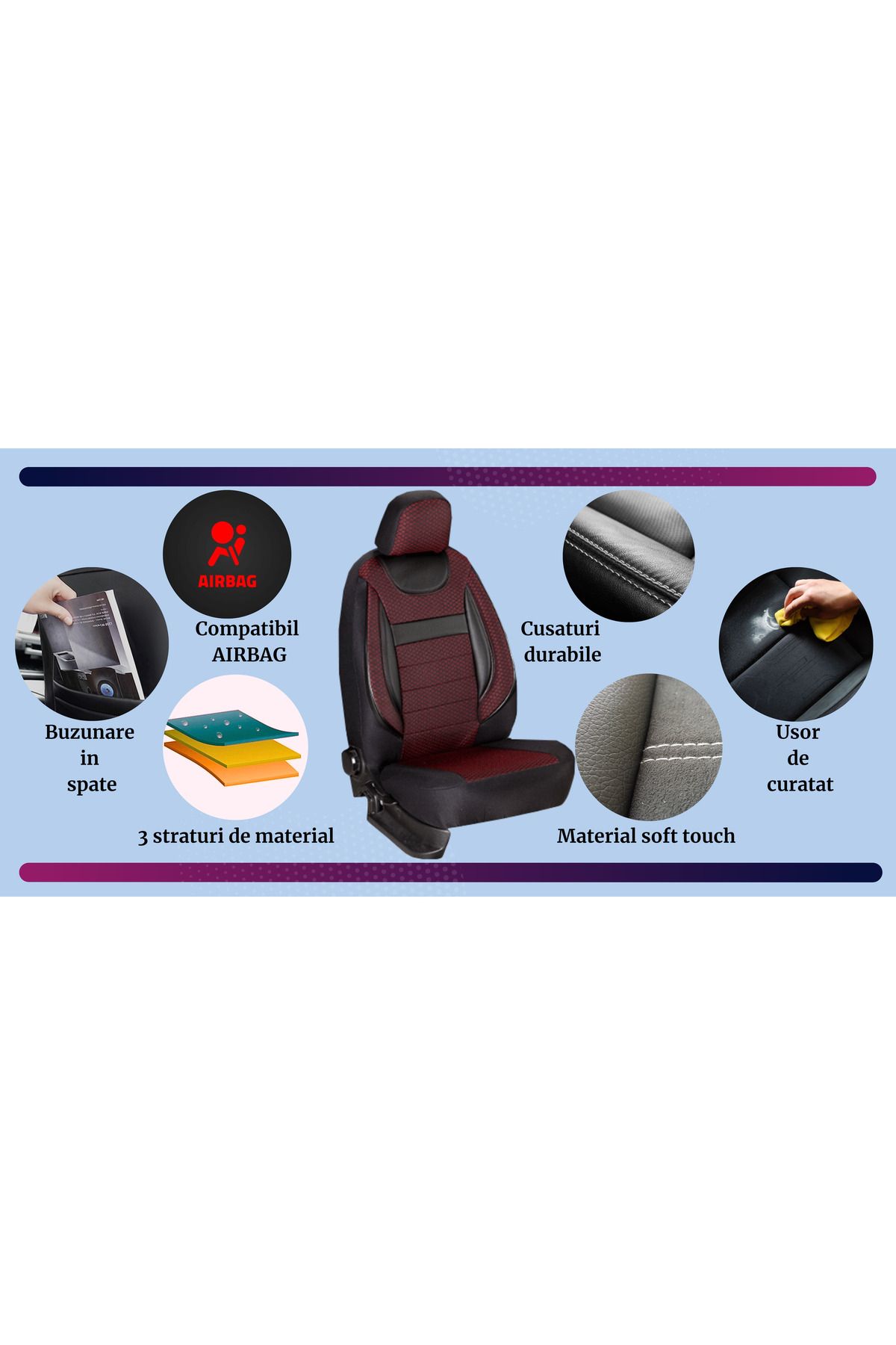 SMARTIC-Huse scaune auto, Dynamic, 11 piese, compatibile airbag, rabatabile, 3 straturi de material 4