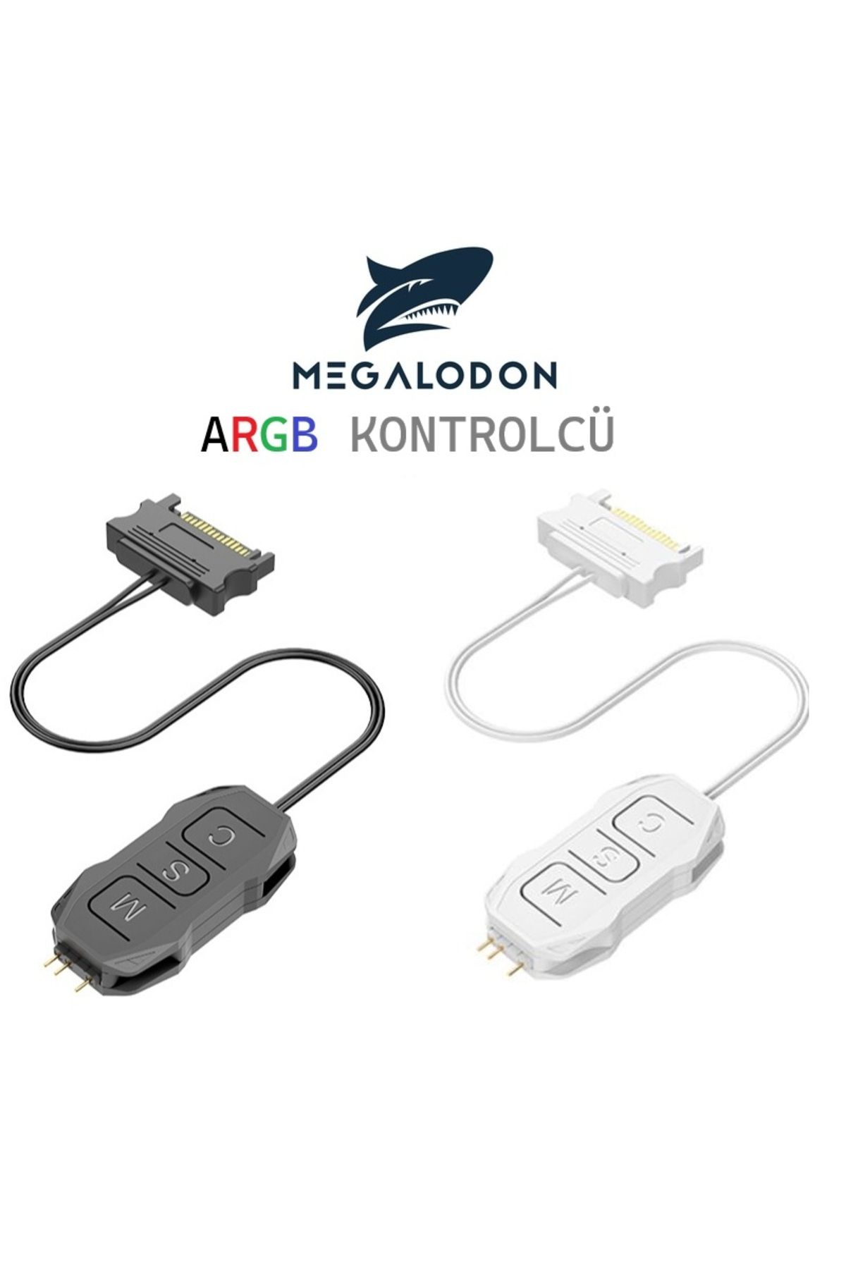 MEGALODON-وحدة تحكم ARGB 5 فولت 3 دبوس إلى كابل SATA محول ARGB وحدة تحكم RGB لون أبيض 2
