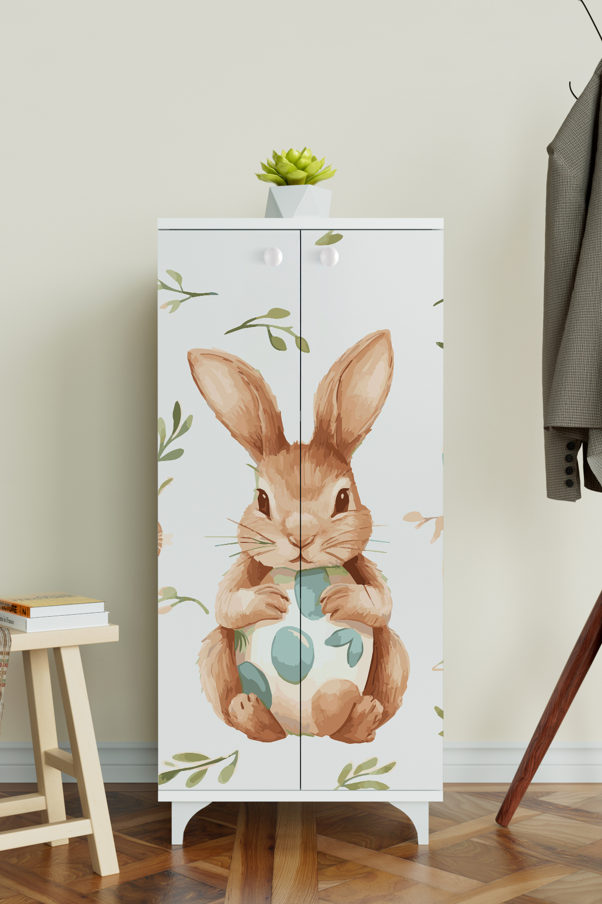 Hediyeler Kapında Pretty Rabit 3 Raflı Çocuk Odası Dolabı Çok Amaçlı Baskılı Oyuncak Dolabı Beyaz fotoğrafı 3 (önizleme)