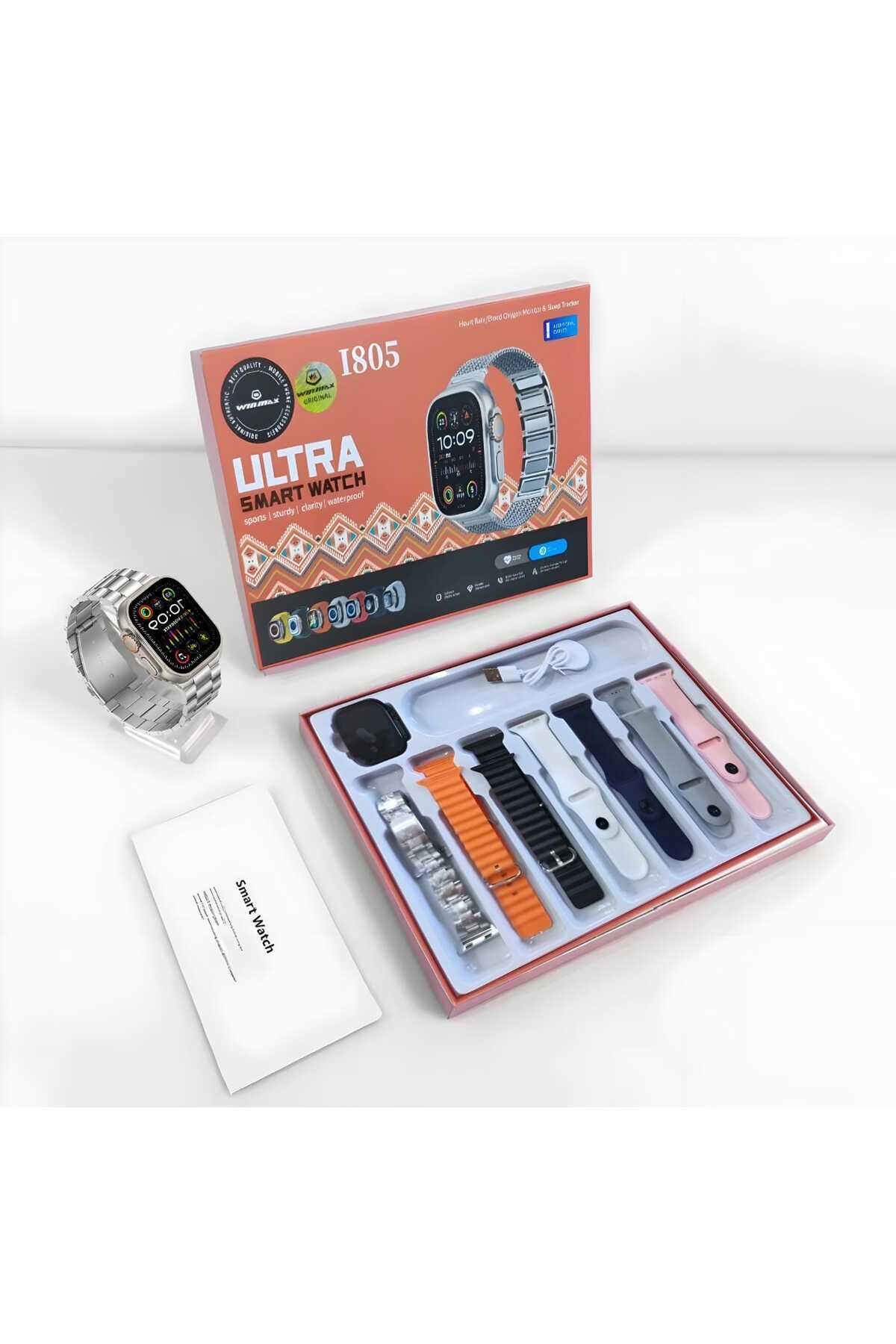 Winmax ساعة ذكية فائقة مع شاشة AMOLED، و7 أحزمة مخصصة، وتتبع متقدم للصحة واللياقة البدنية،