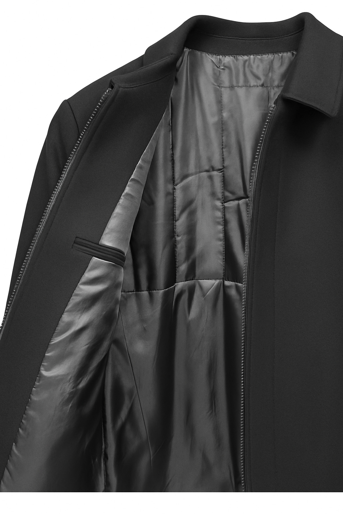 BYBEYEMS GİYİM  Siyah Erkek Klasik Kışlık Kaşmir Kaban - Görsel 8