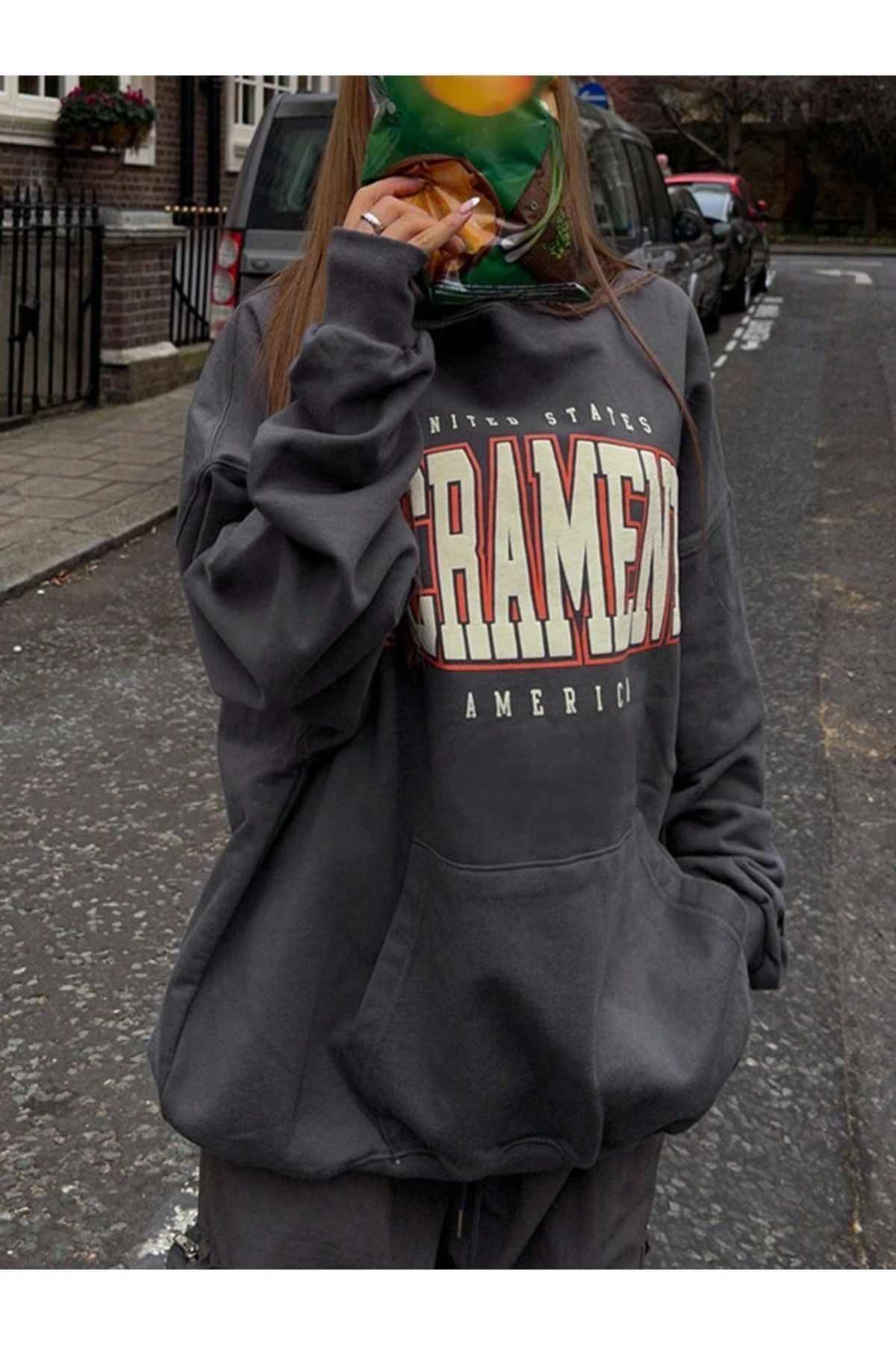 DUBU BUTİK-Sacrament Sweatshirt - Smoked Oversize Ribbed Cotton Thick Hood 5