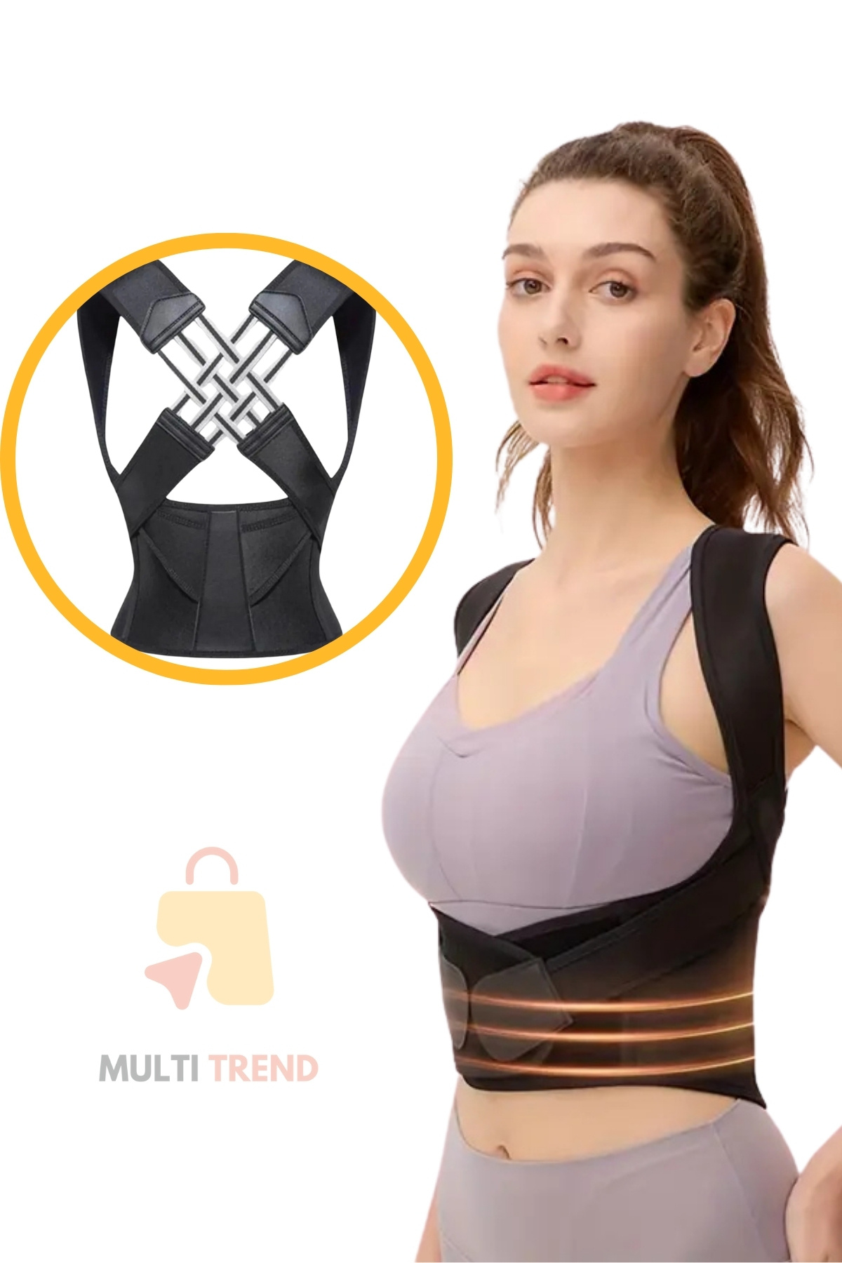 HASBY-Corset pentru postură verticală Femei Bărbați Corector de postură Anti-bucă Corset de fixare verticală reglabil 4
