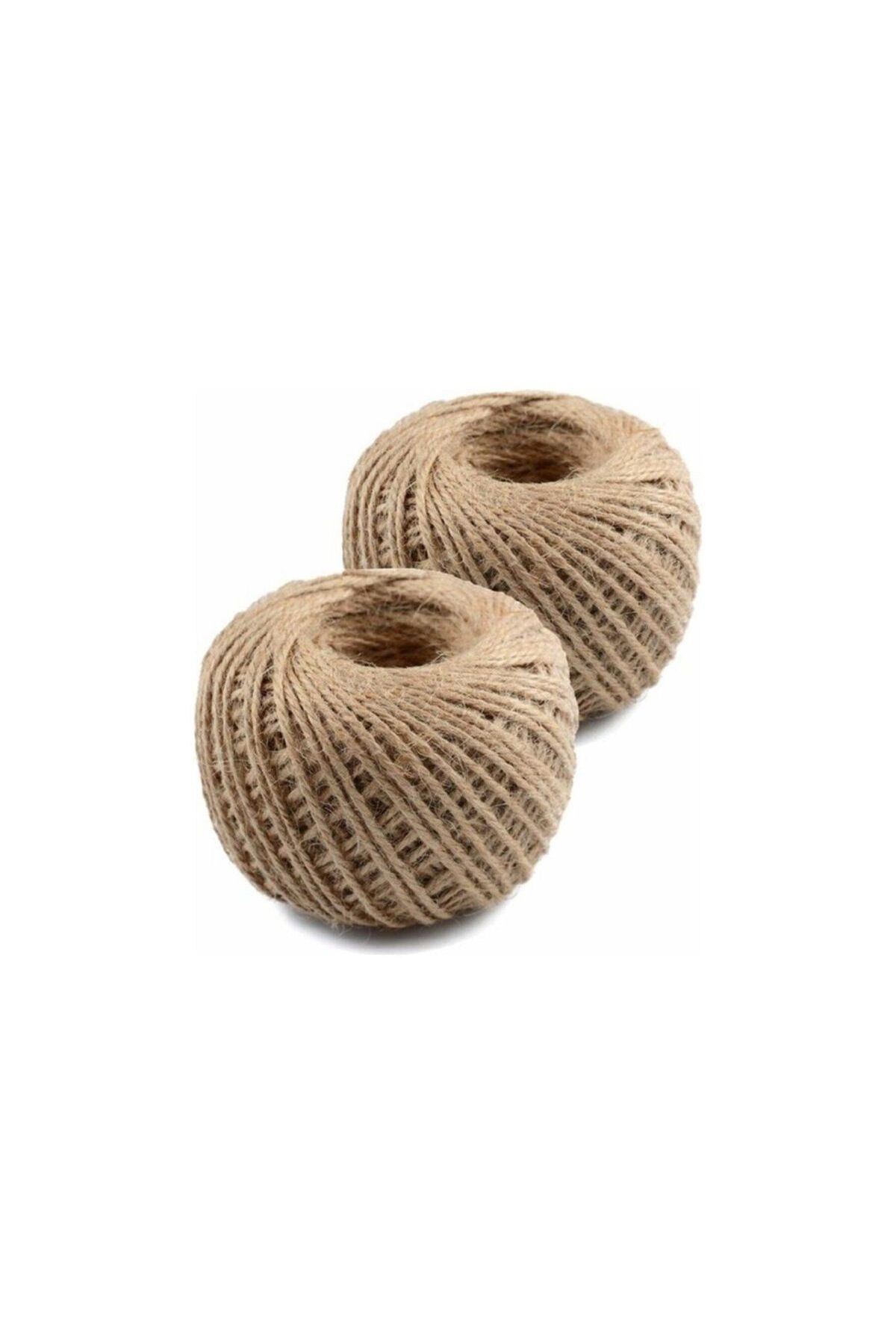 EVİMA-Natural Wicker Jute Twine 2 Balls 200 Meters Jute Linen Wicker Twine Ornament Sack Twine 2