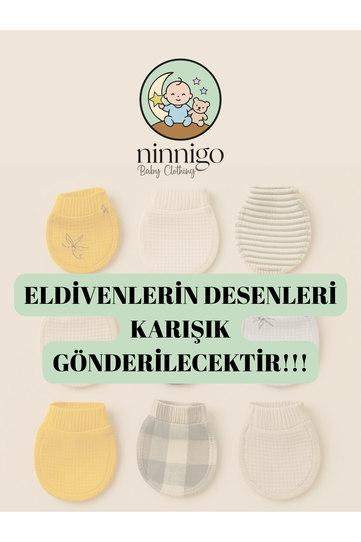 ninnigo Erkek Bebek Yenidoğan Penye %100 Organik Pamuklu Bebek Eldiveni 6 Çift Set fotoğrafı 3 (önizleme)