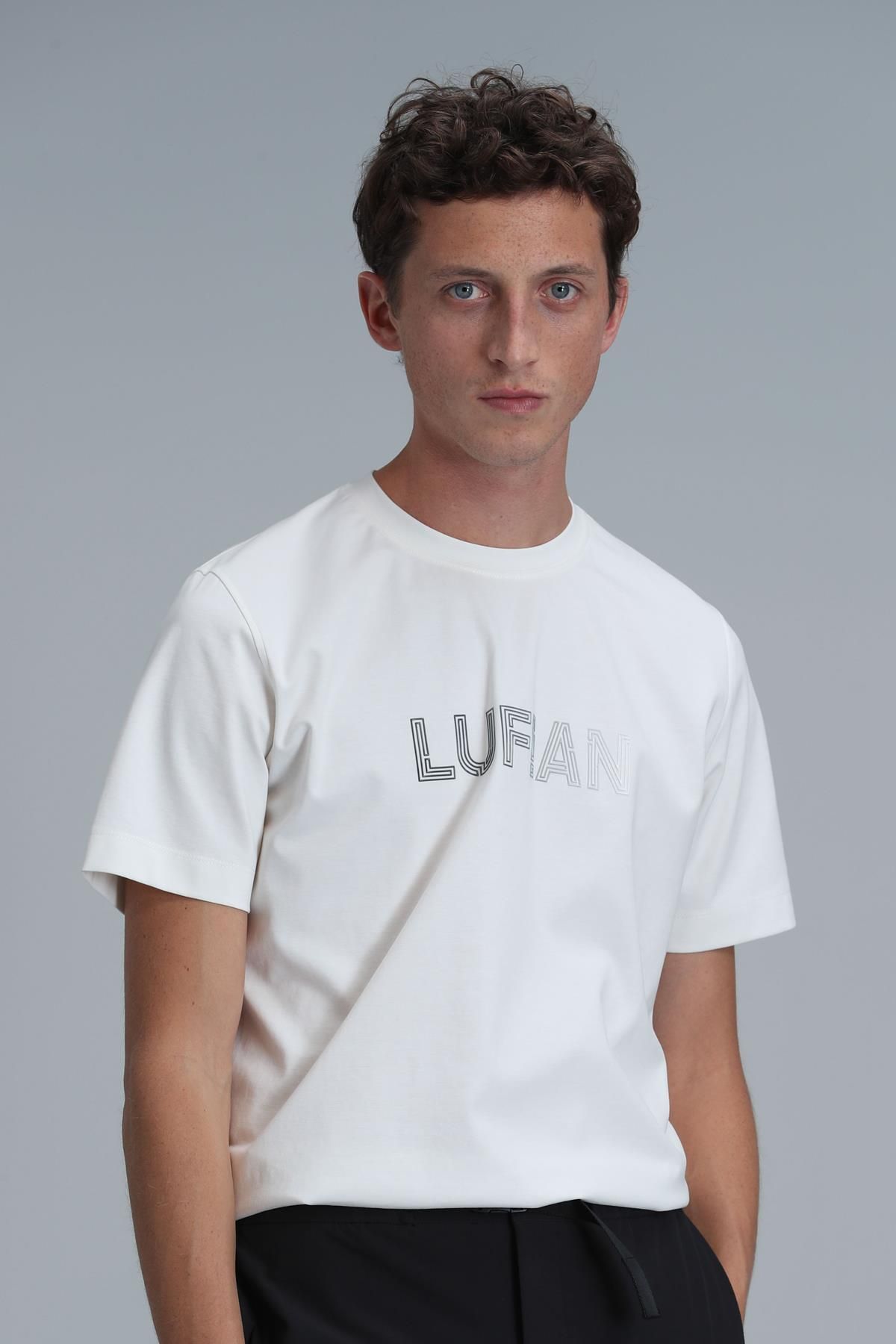 Lufian-Μπλουζάκι Benjamin Modern Graphic Pattern - Off White 3