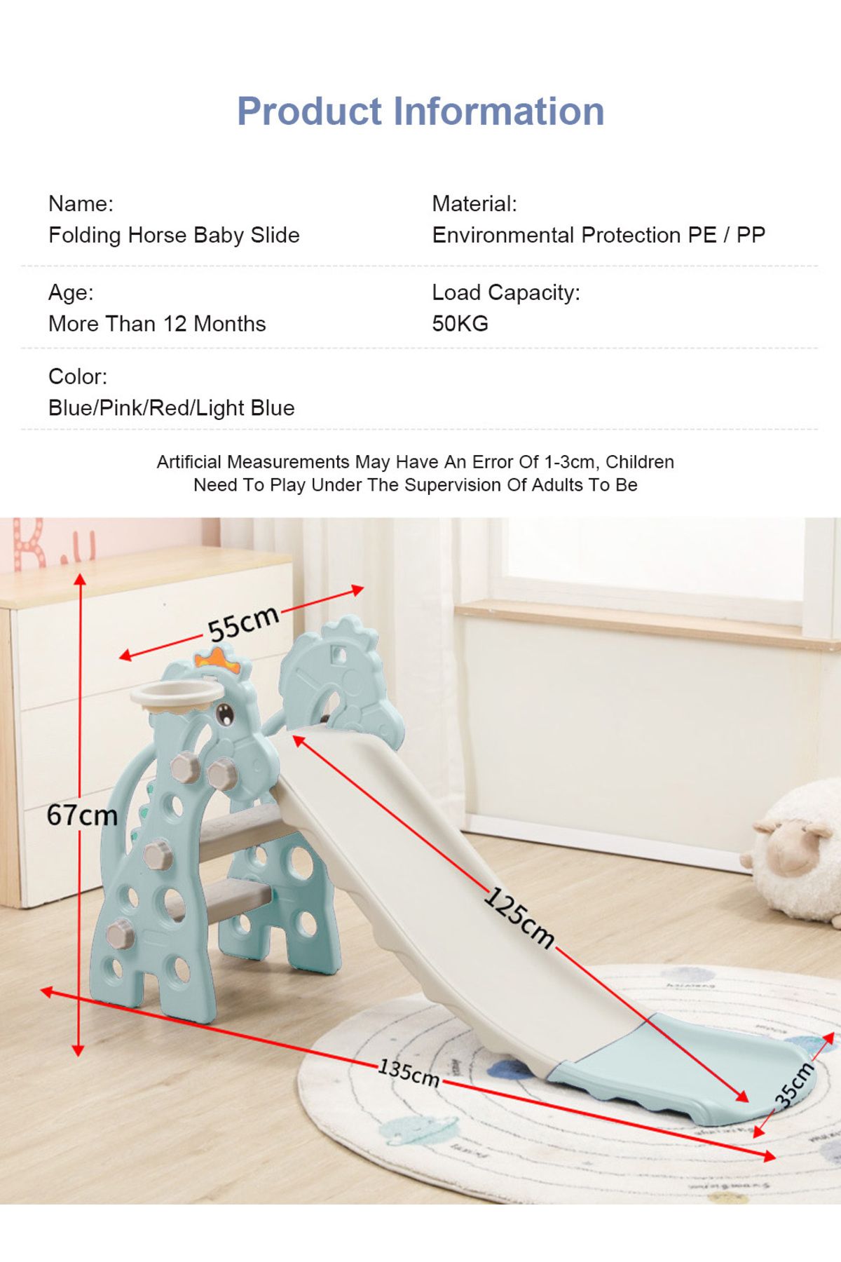 Ma Baby-Kids folding slide Indoor Household Small Kids Slide for Toddlers baby multifunctional Green 2