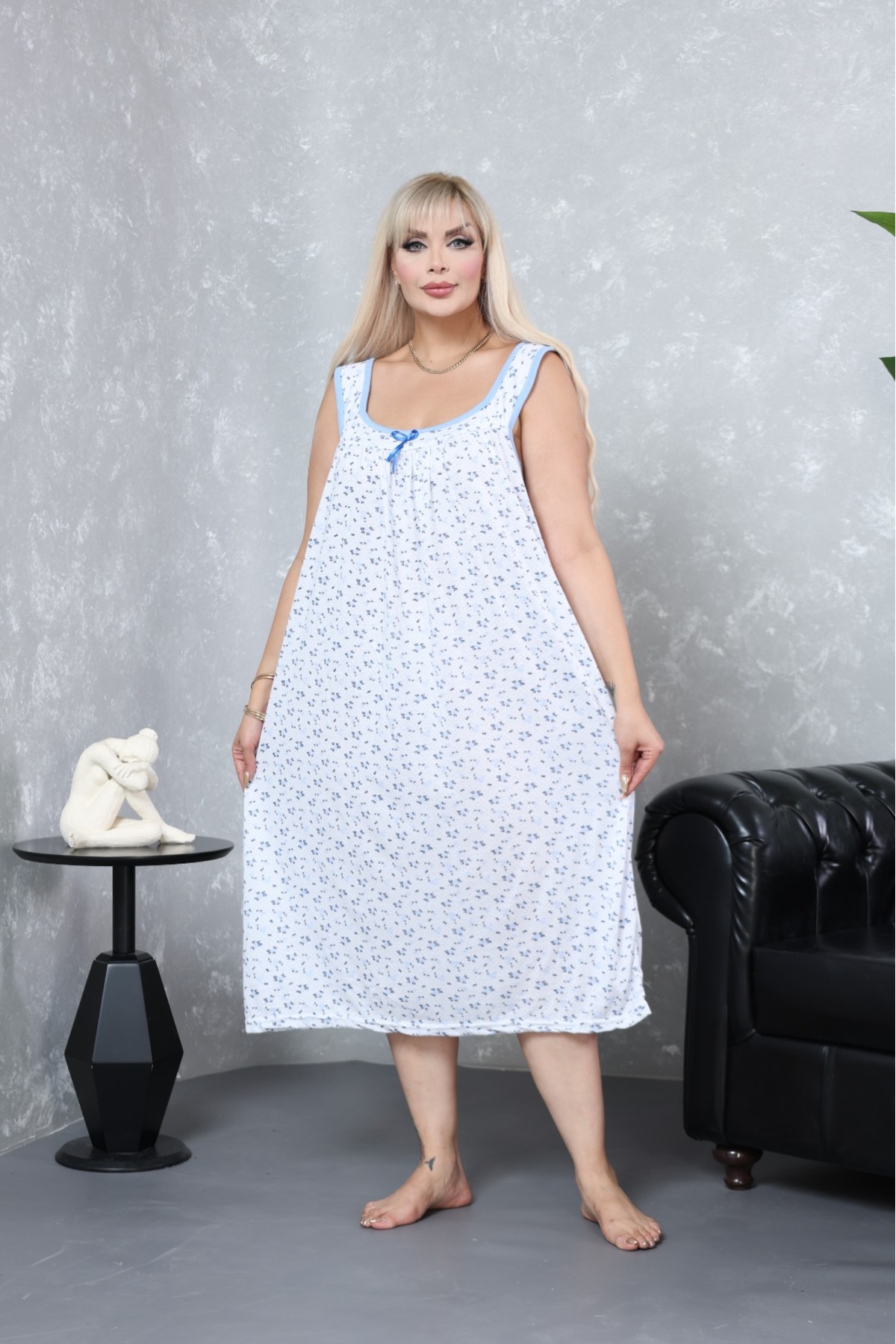 ZBTEKS Pamuklu Çok Bol Kesim Geniş Kalıp Askılı Anne Gecelik (120 KİLOYA KADAR)