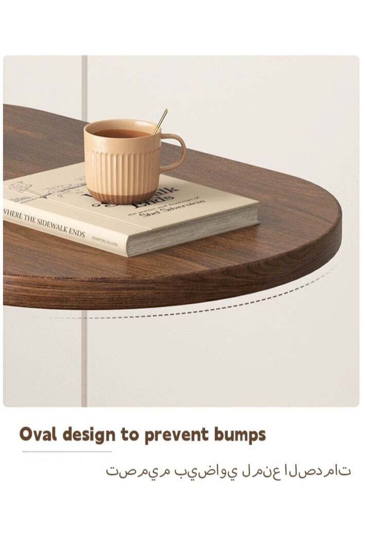 Generic-C Shaped End Tables, End Table for Couch, Small Side Table with Metal Frame, Wooden Top Side Table, 5