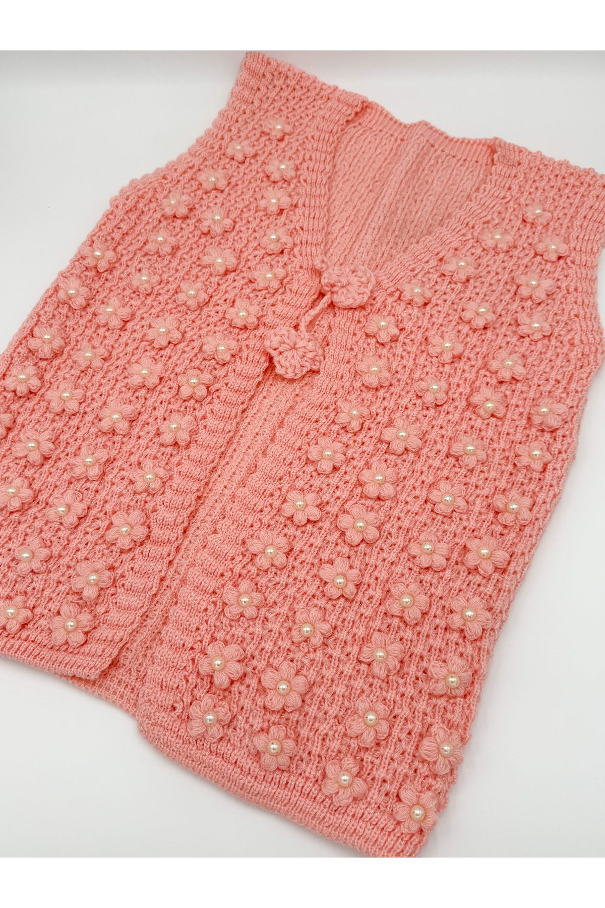 AYHANHOME-Handmade Pearl Flower Embroidered Knitted Dowry Gift Women's Vest 2