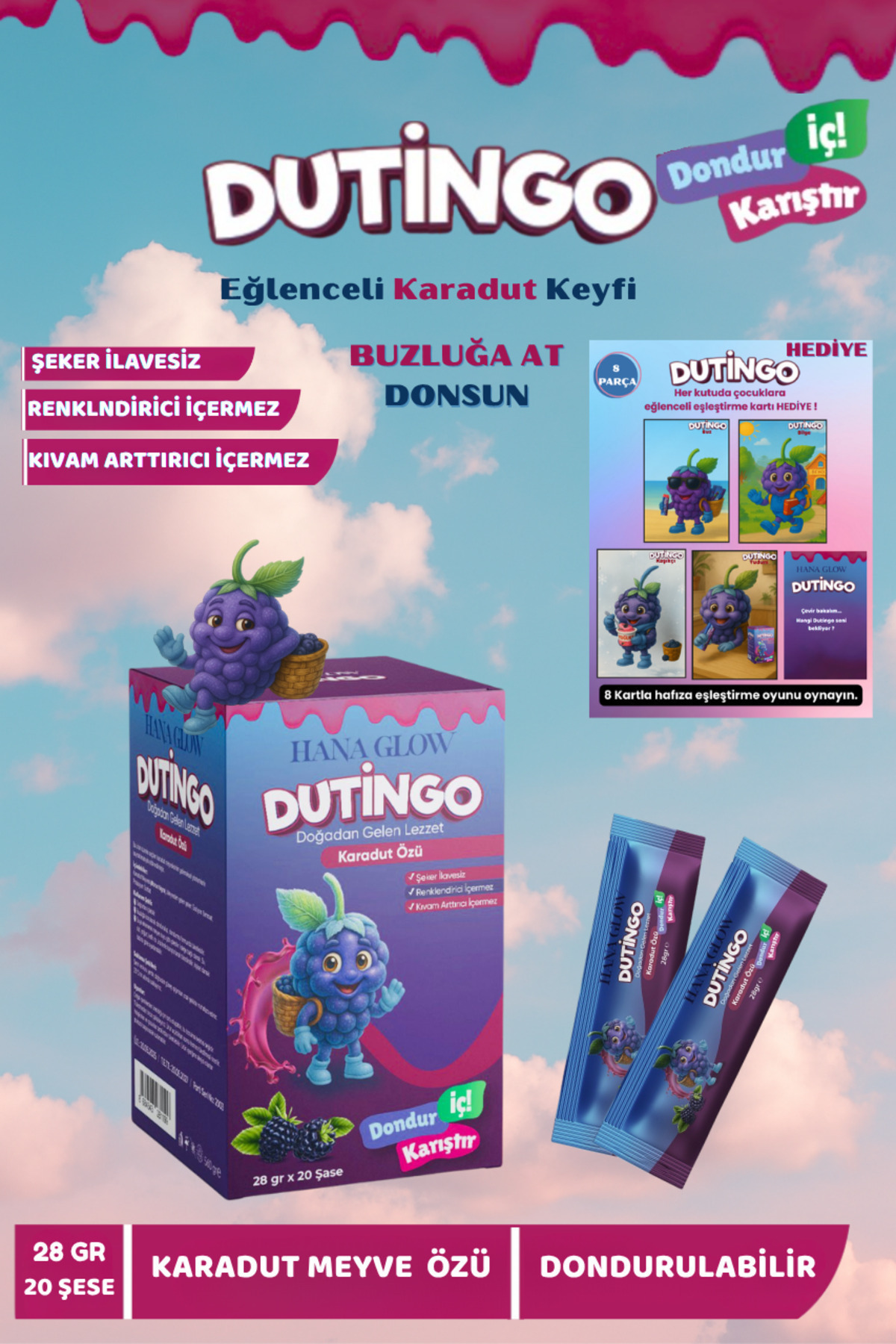 Hana Glow Dondurulabilir Karadut Özü Stick |pestisit &ağır Metal Içermez Analizli| 28gr X 20 Adet