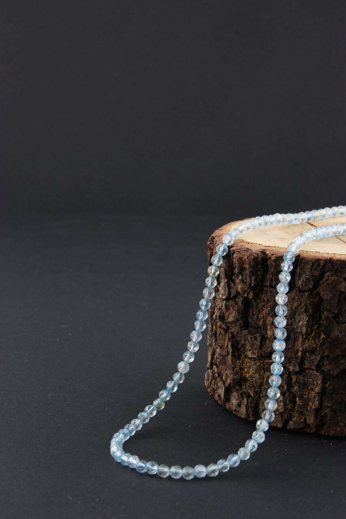 OSMANLI DEĞERLİ TAŞ-Certified Aquamarine Necklace Bracelet Set 4 Mm 4