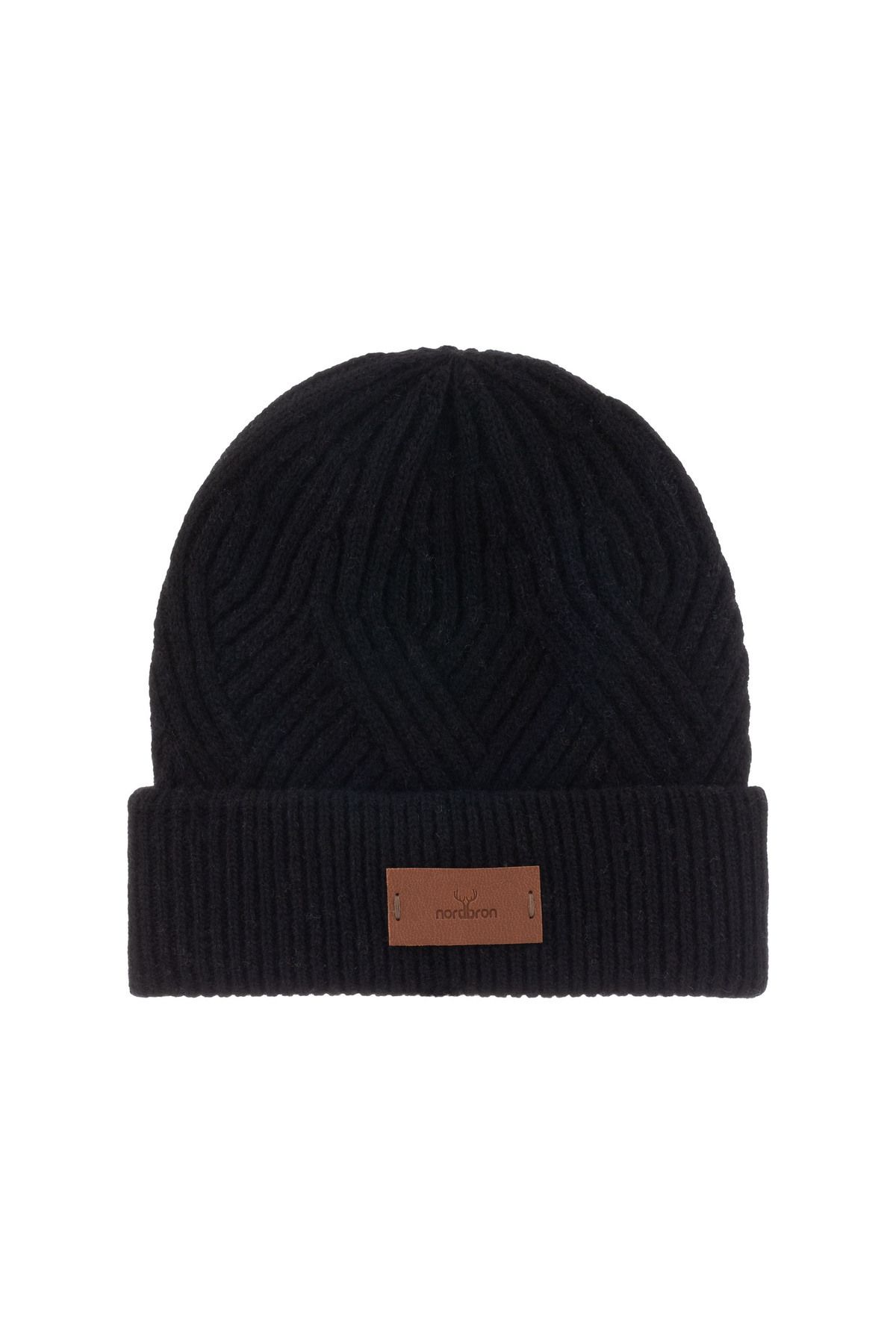 Nordbron-Men's Black Print Soft Knitwear - Beanie Textured, Stretchy and Double Fold Winter Tukerna 4