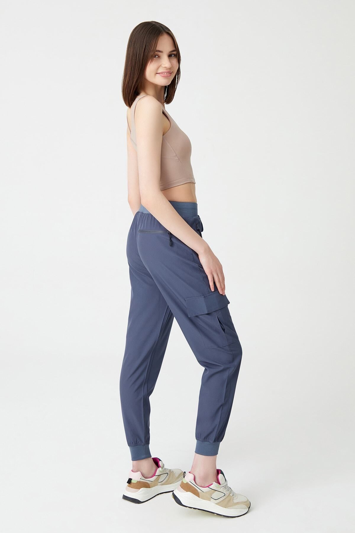 Los Ojos-Anthrazitfarbene Cargo-Jogginghose für Damen mit Taschen, elastischem Bund und Cargo-Beinen 6