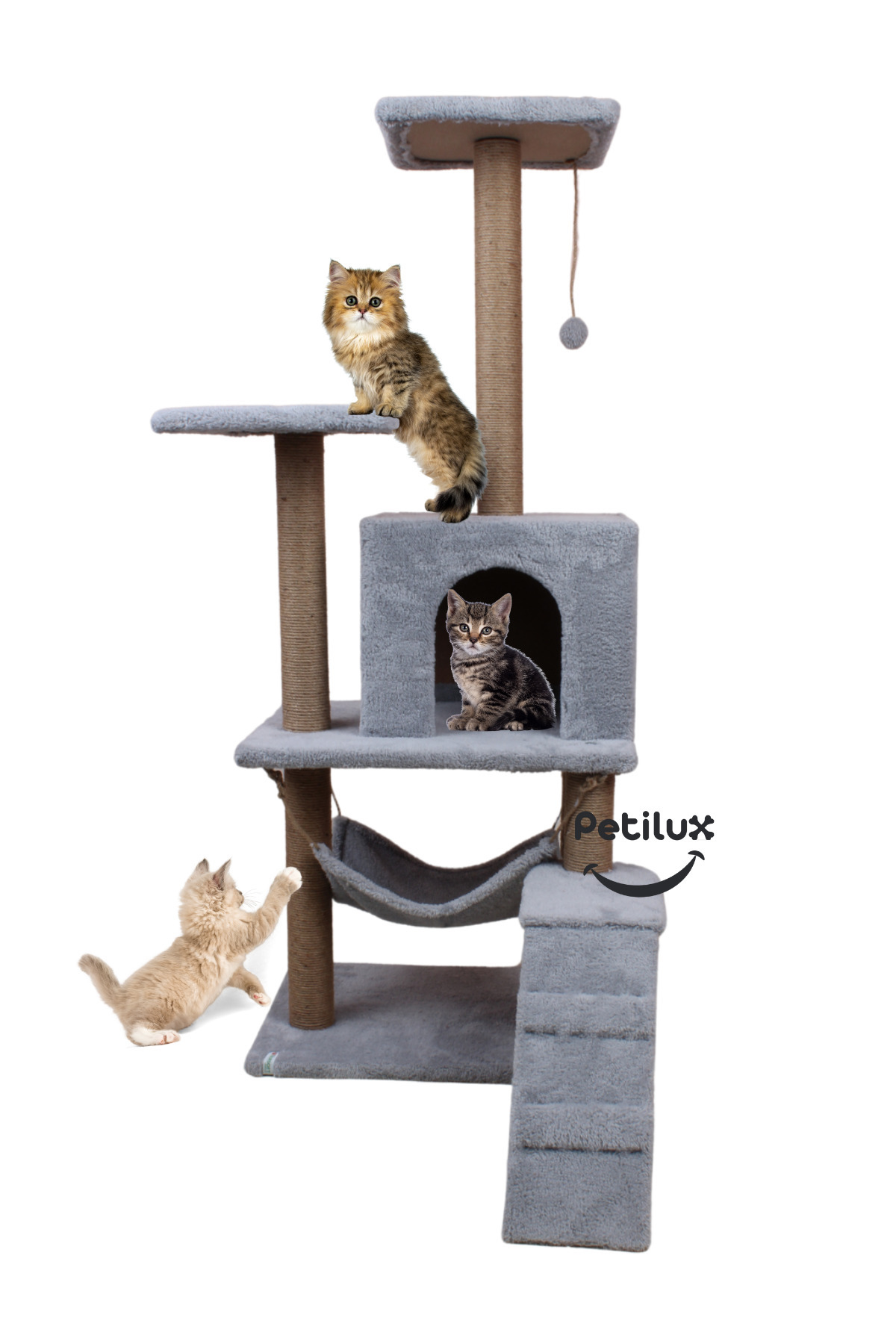 Petilux-Multi-Purpose Multi-Tier Cat Play & Activity House with Rest Hammock Nest Scratching Post 1