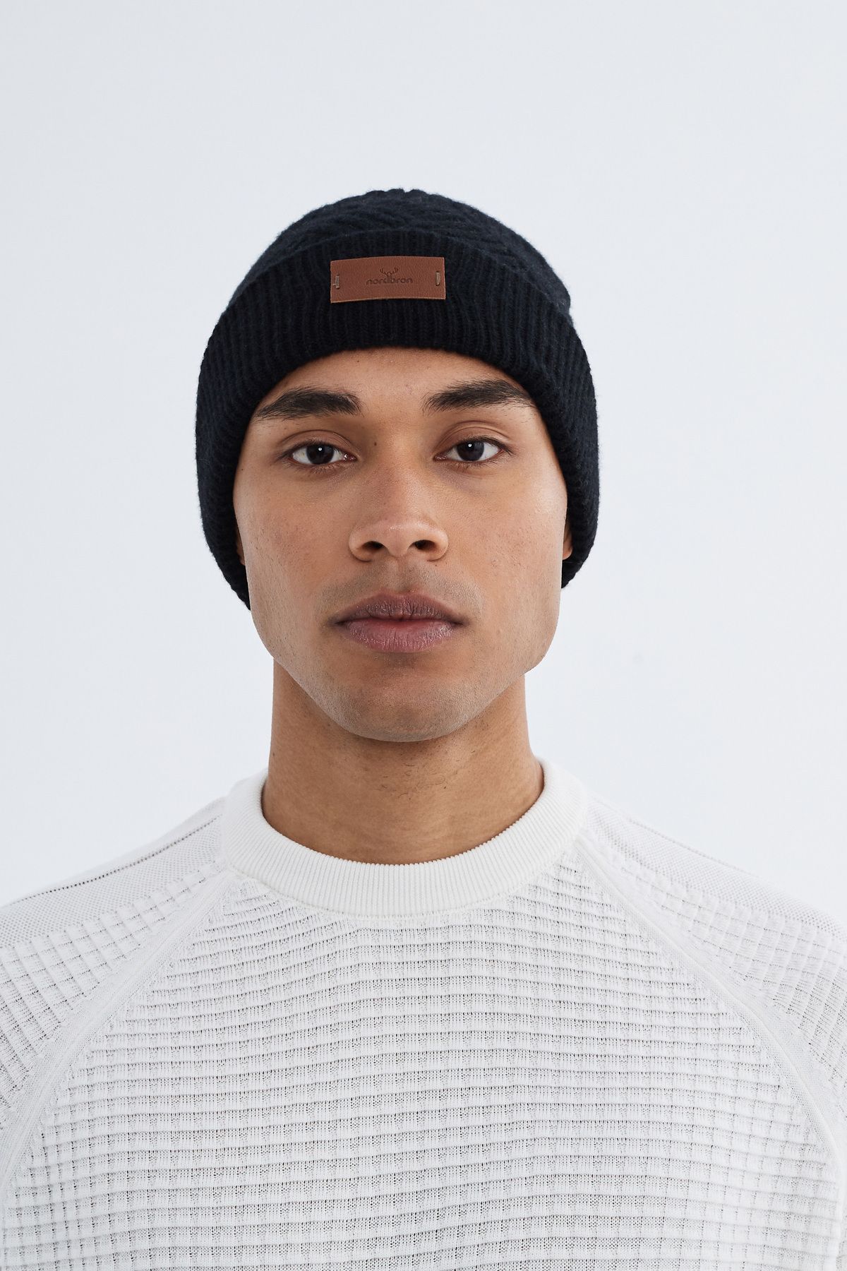 Nordbron-Men's Black Print Soft Knitwear - Beanie Textured, Stretchy and Double Fold Winter Tukerna 1