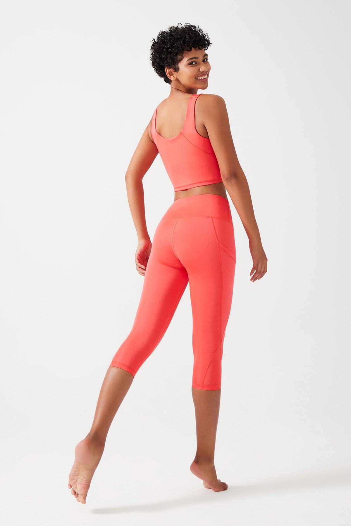Los Ojos-Leggings Capri de damă, cu talie înaltă, de netezire, cu buzunar dublu sub genunchi, Capri 2
