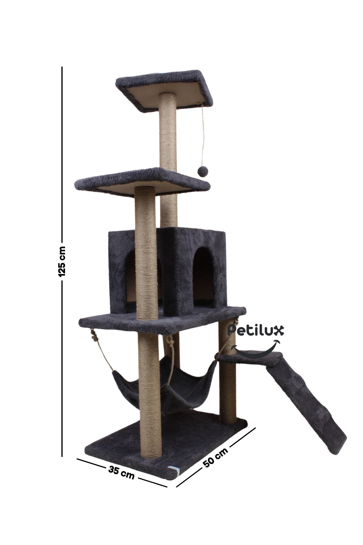 Petilux-Multi-Purpose Multi-Tier Cat Play & Activity House with Rest Hammock Nest Scratching Post 6
