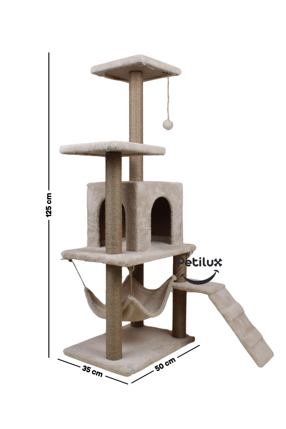 Petilux-Multi-Purpose Multi-Tier Cat Play & Activity House with Rest Hammock Nest Scratching Post 6