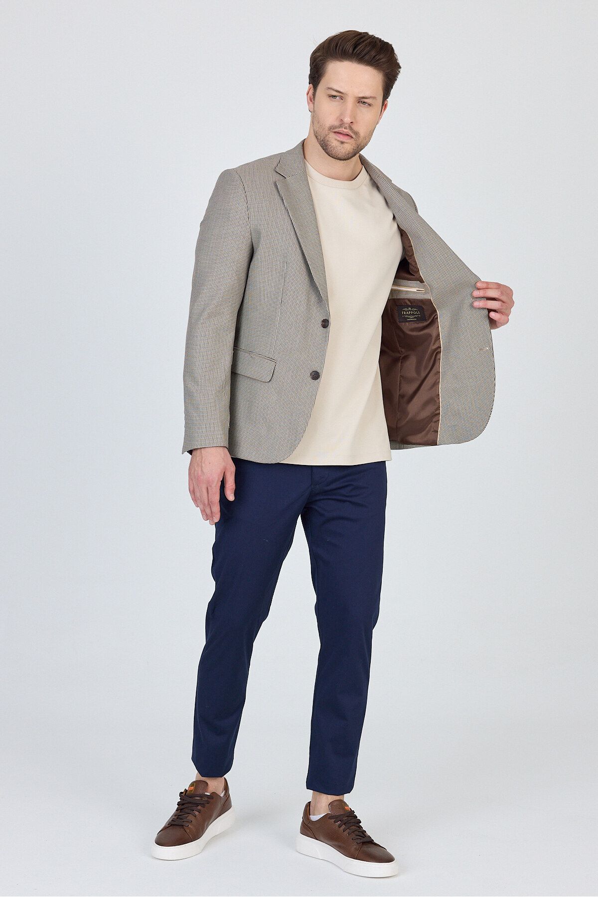 Frappoli-Martinelli Men's Mink Small Pattern Polyester Fabric Sports Blazer Jacket 6