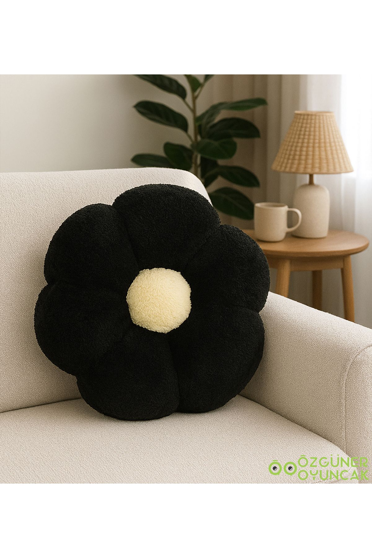 Özgüner Oyuncak-Decorative Daisy Shaped Plush Pillow 40 cm – Soft and Comfortable Design 1