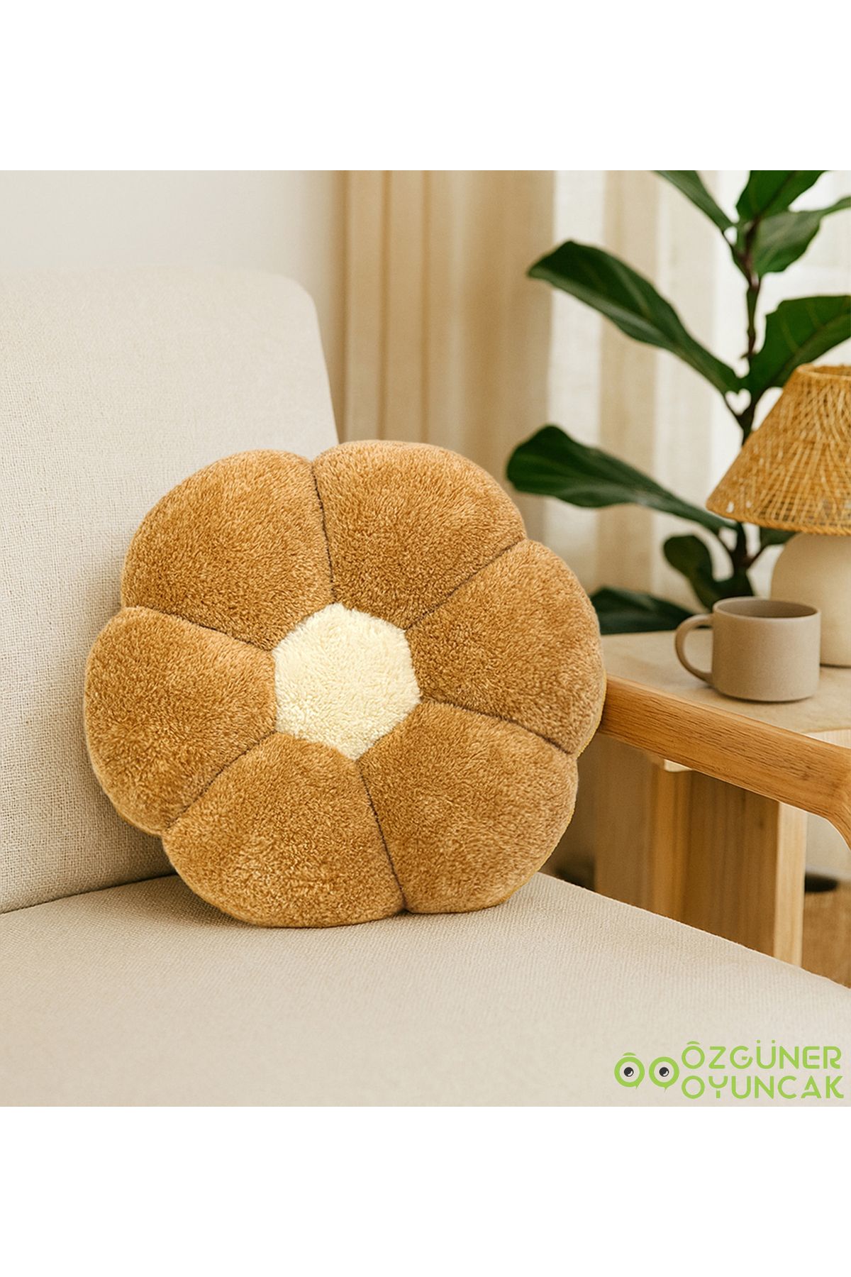 Özgüner Oyuncak-Decorative Daisy Shaped Plush Pillow 40 cm – Soft and Comfortable Design 1