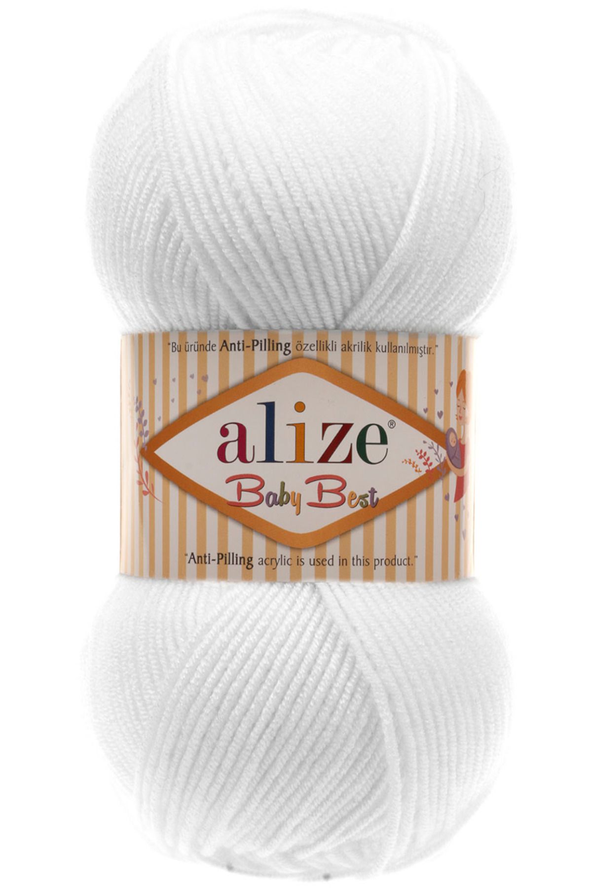 Alize-بيبي بيست 055 أبيض 10% خيزران - 90% أكريليك (أكريليك مضاد للوبر) / 100 جرام - 240 متر 1