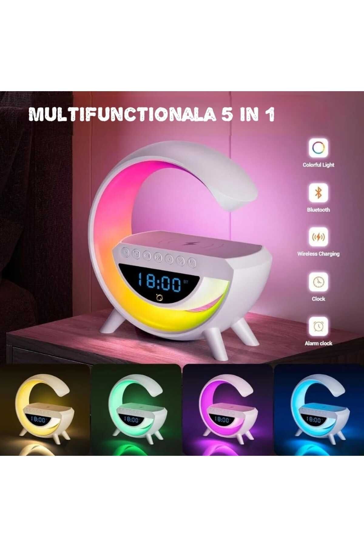 DIGIMAT STORE-Multifunctional Digital Smart Clock 6 in 1, incarcare, Bluetooth, veghe, alarma, Boxa, LED RGB 5