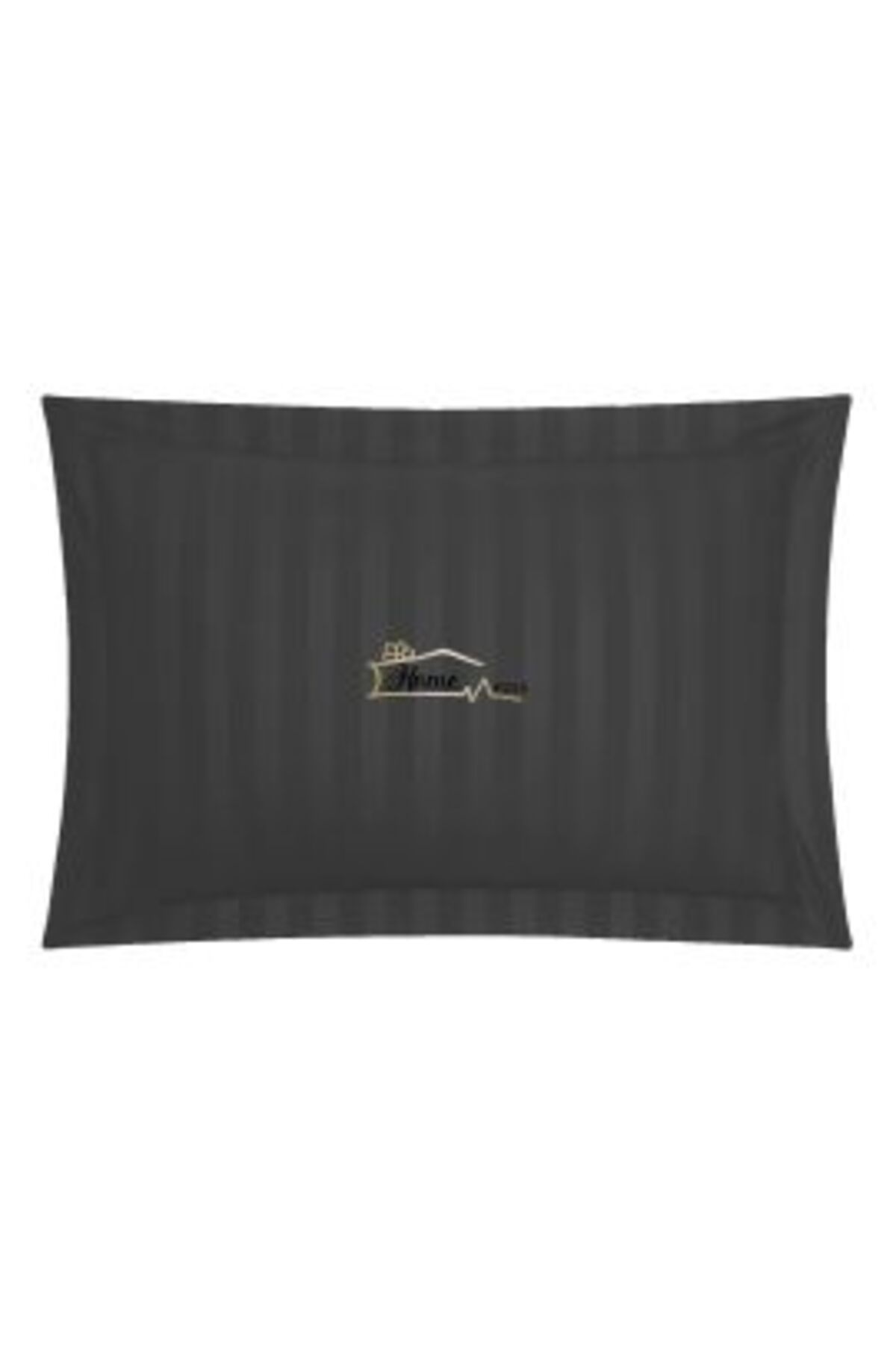 HomePuls-Damask Cotton Pillowcase 100% with 1 cm stripe, 50 x 70 cm and 3.5 cm bordered hem, Black 1