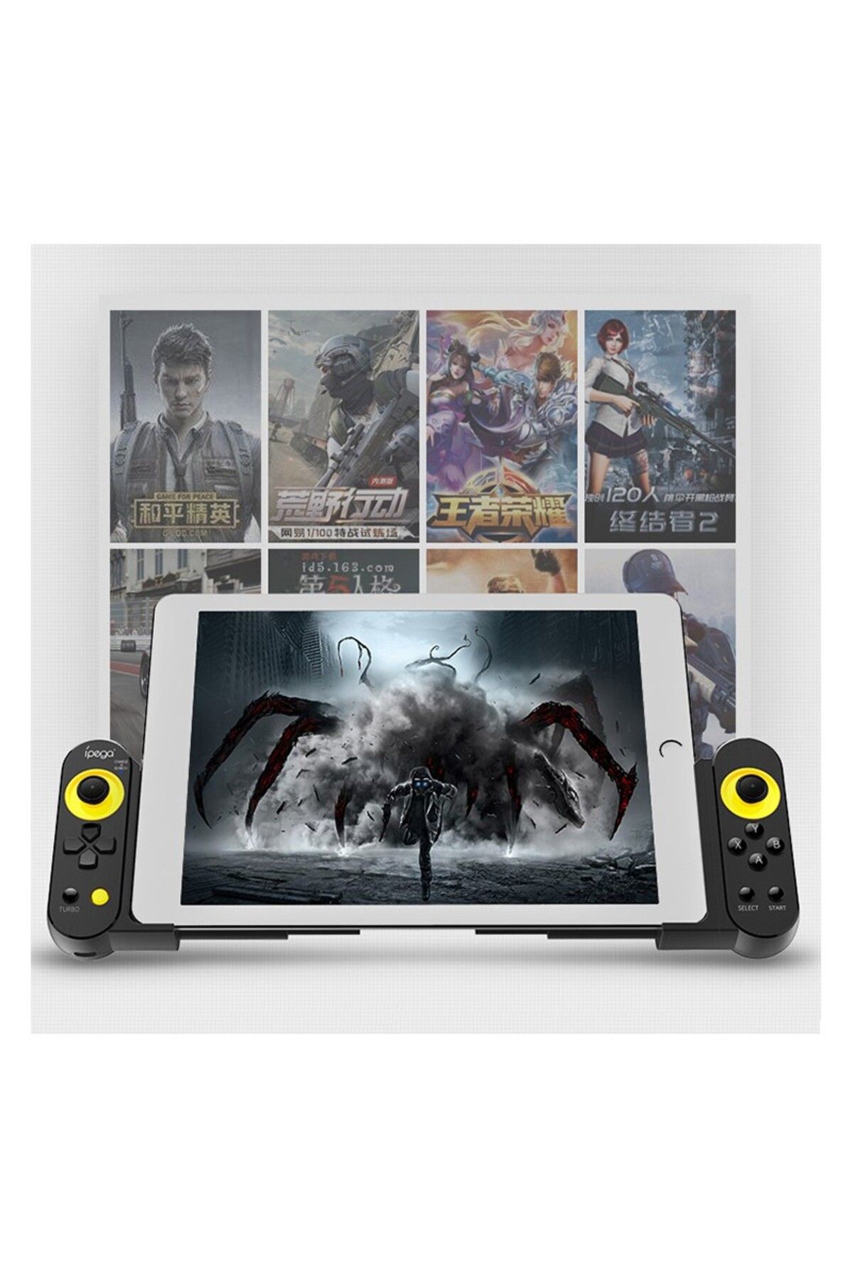ipega-Dual Thorn bluetooth gamepad, Turbo function, 5.5-10 inch telescopic stand, iOS, Android, 5