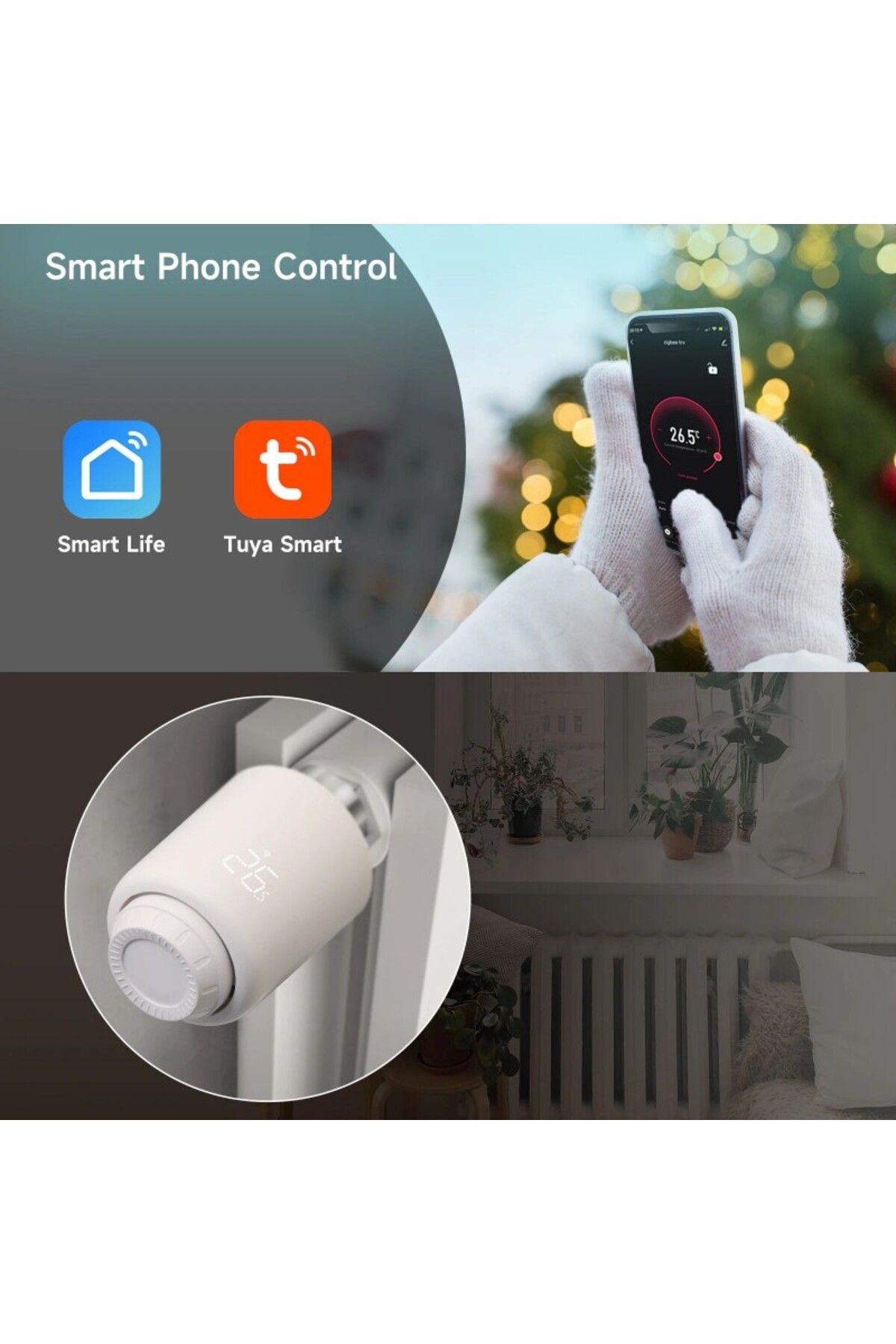BeOk-Termostat inteligent pentru radiator, Zigbee, programabil, control vocal Google Assistant, Alexa 3