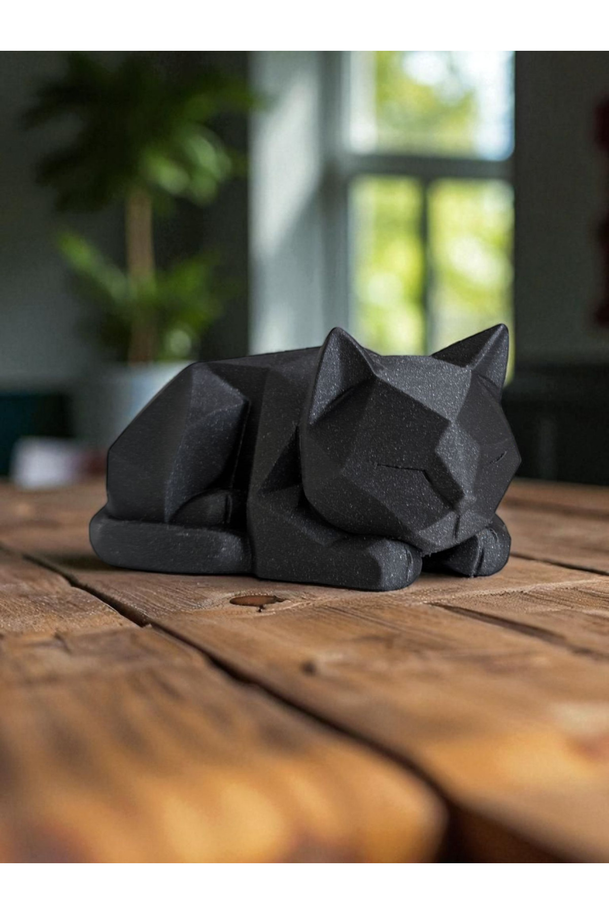 Sevimli Low Poly Bekleyen Kedi Figürü | Minimalist Kedi Heykeli & Ev Dekorasyon Objeleri