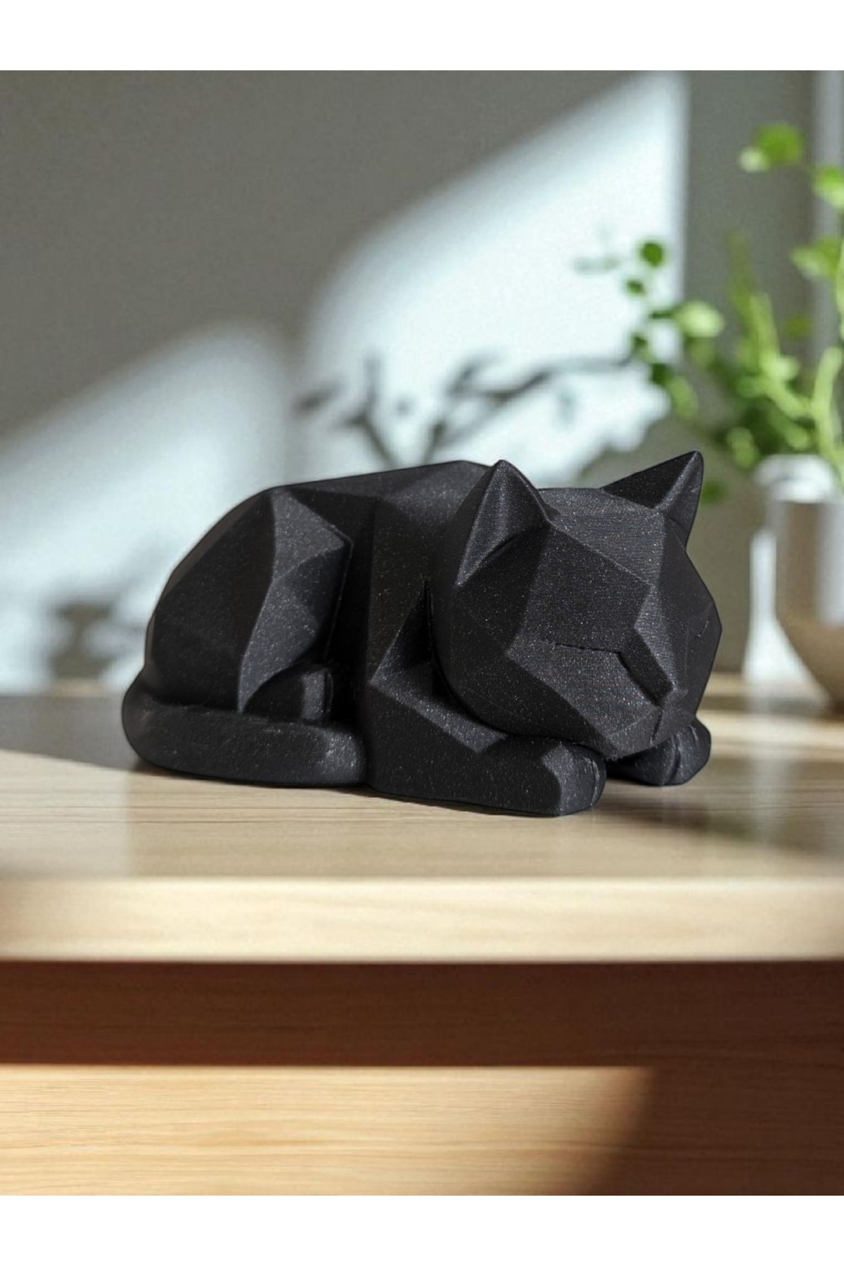 لطيف منخفض بولي في انتظار القط الشكل | تمثال قطة بسيط وأشياء تزيين المنزل