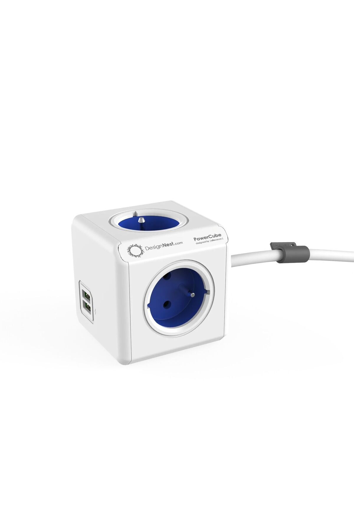 Allocacoc-Prelungitor cubic, Powercube de la Allocacoc, 2xUSB, 4 prize, 3m, alb/albastru 1