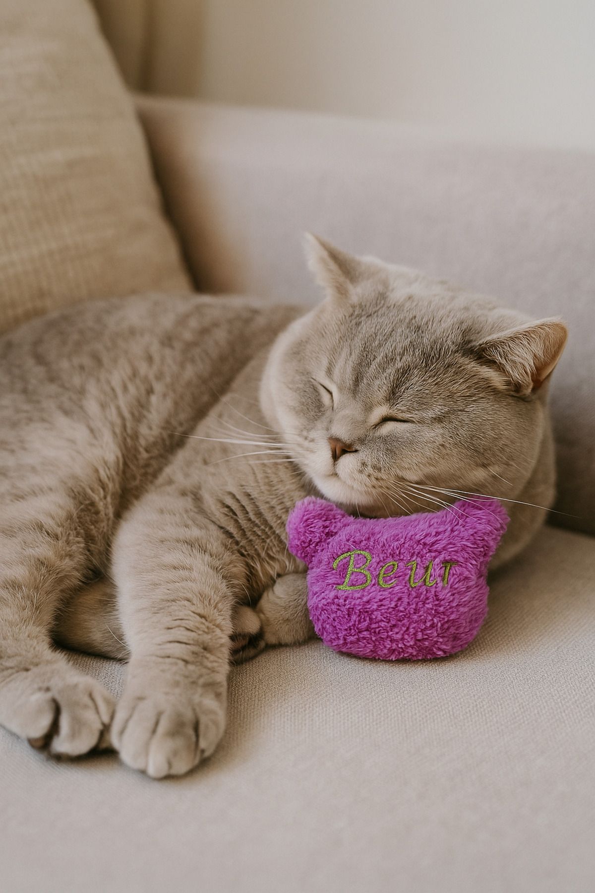 Lazy Paws-Cat Toy Interactive with Catnip and Bell, Stress Reducing, Relaxing Playmate - Purple Plush 4