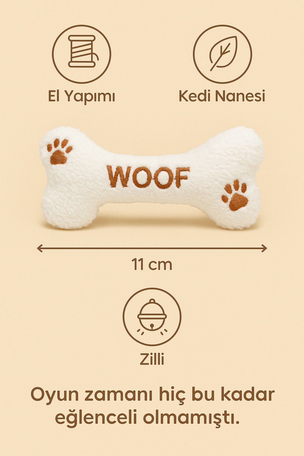 Lazy Paws-Cat Toy Interactive with Catnip and Bell, Stress Reliever, Relaxing Playmate - Plush Bone 2