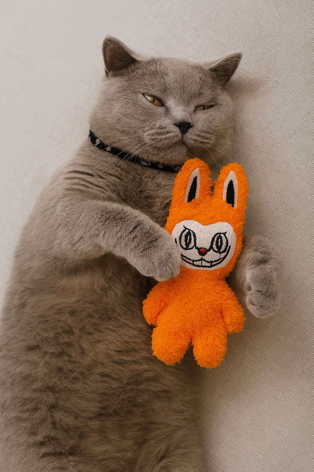 Lazy Paws-Cat Toy Interactive with Catnip and Bell, Stress Reducing, Relaxing Playmate - Orange Plush 3