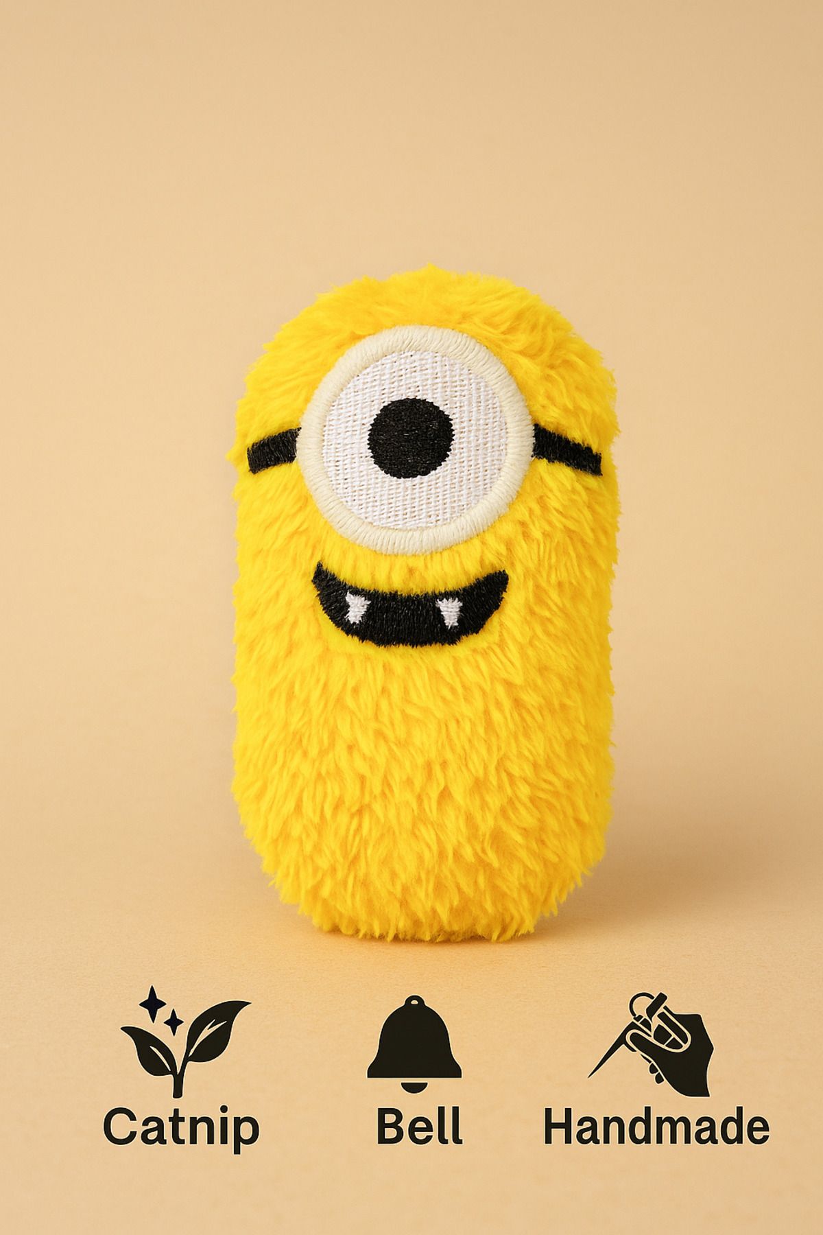 Lazy Paws-Cat Toy Interactive with Catnip and Bell, Stress Reducing, Relaxing Playmate - Yellow Plush 1